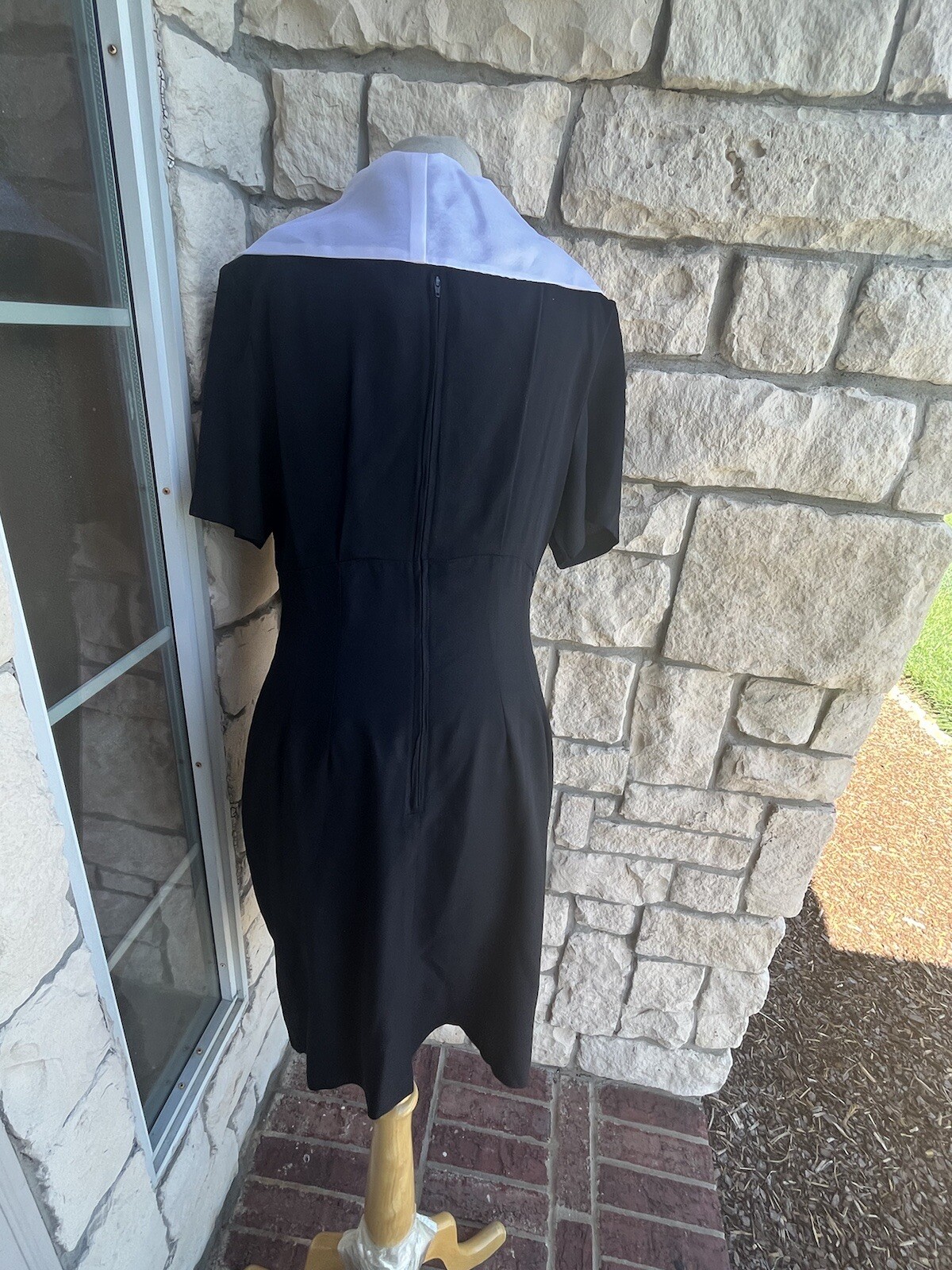 Vintage Atina by Karon Crosby Dress M/LNavy Blue Gold White Buttons Sailor Pinup