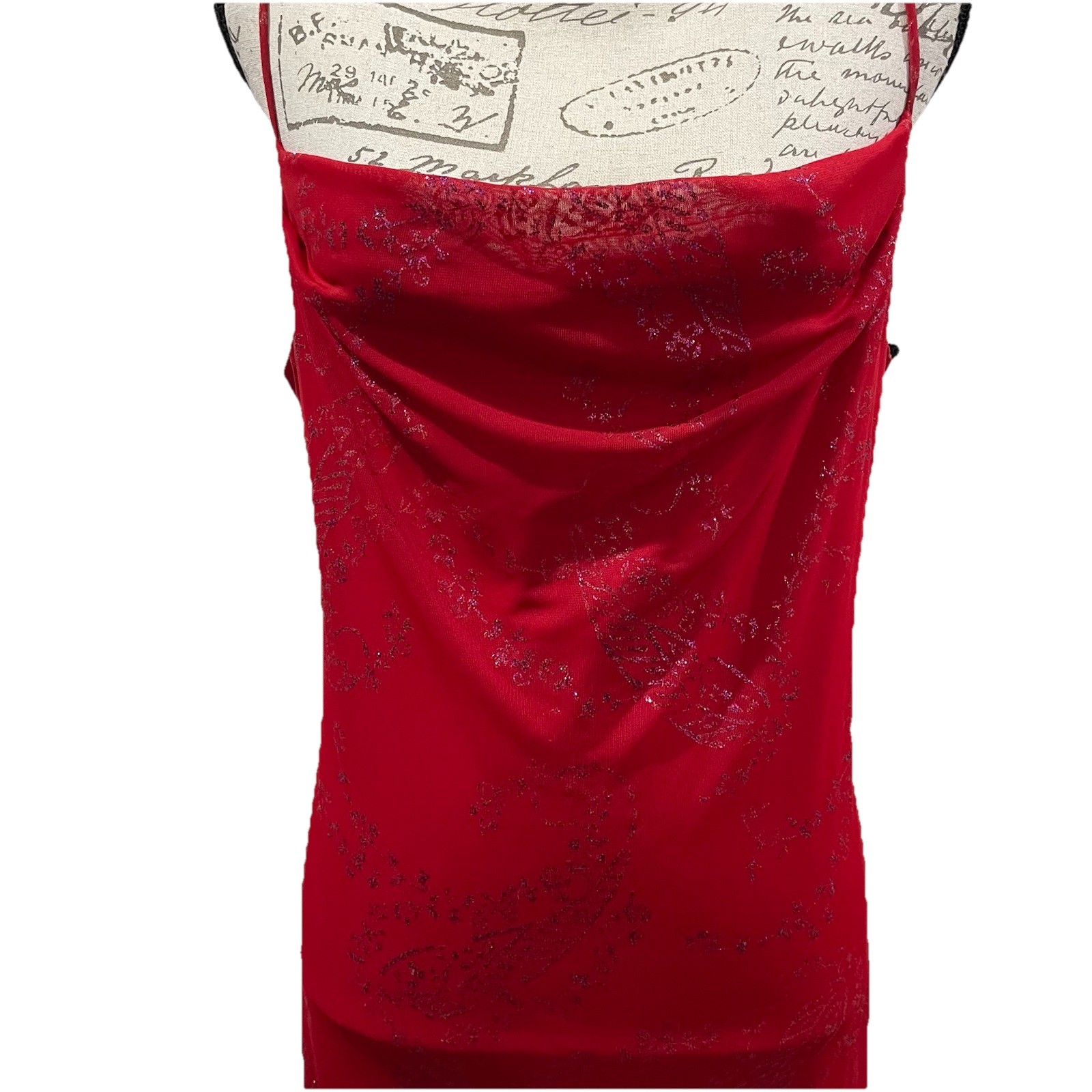 VTG Y2K Red Maxi Dress Size L Whimsigoth Fairy Grunge 90s Vampy Prom HOCO Glam