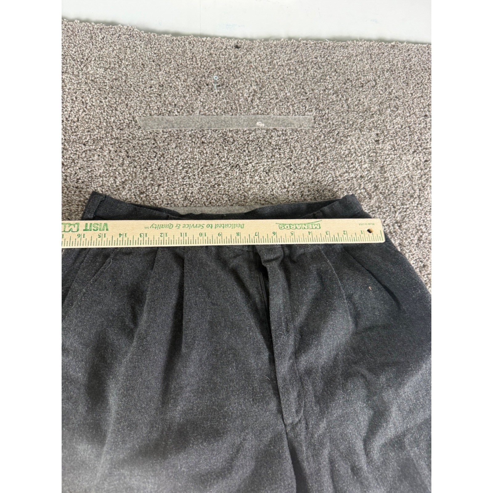Vintage Cotler Grey Pleated High Waist Trousers Dark Charcoal Tapered Leg USA