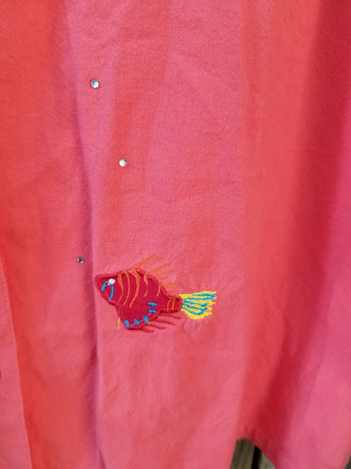 FUN PEACH 80s VINTAGE Sz 16/18 XL Nautical Embroidery SS Cotton Blouse Top SMALL