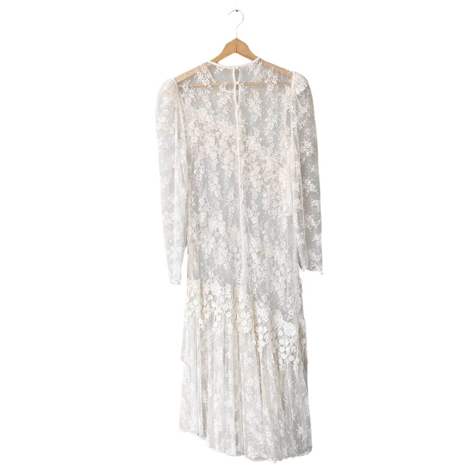 Vintage Cottagecore Lace Dress Romantic Bridal Fairytale Ruffled Pearls ML