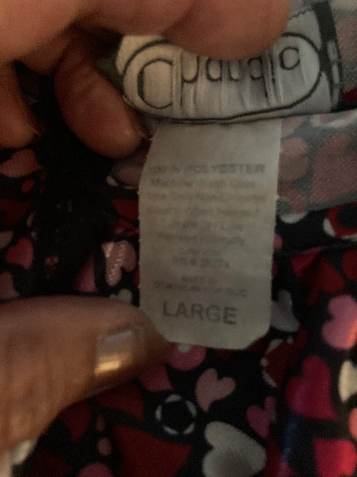 Vintage Chandio Black Pink & White Hearts 2 Piece Nightgown Peignoir Robe Large