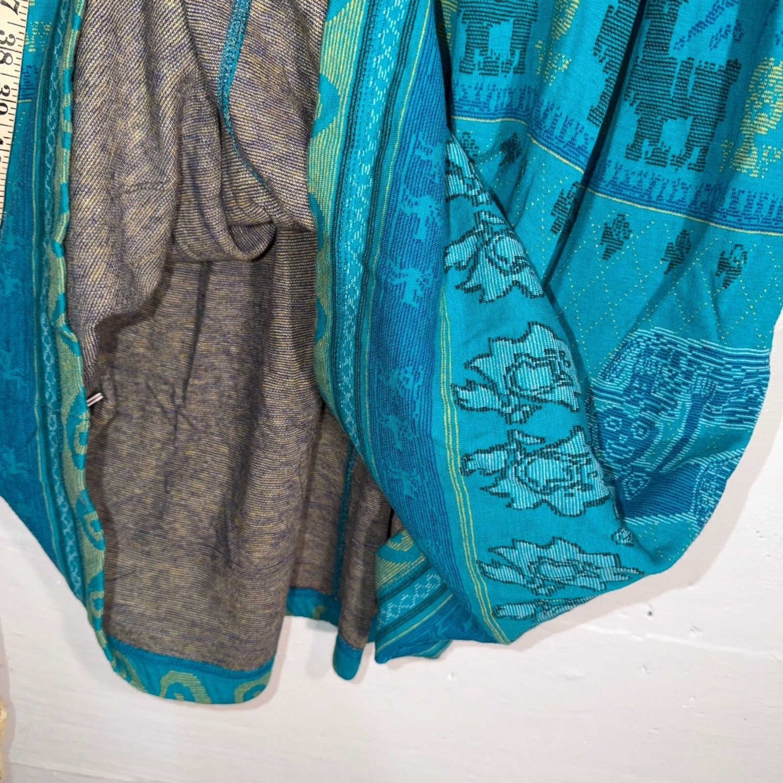 Vintage Christian de Castelnau Teal Cotton Maxi Sweatshirt Dress M Folk USA
