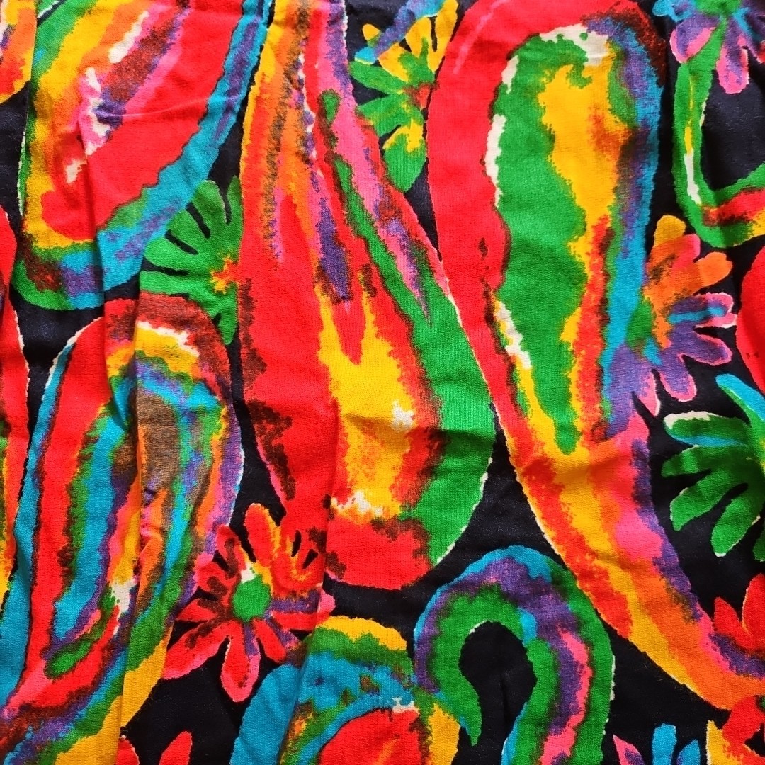 Vtg 60s Hawaiian Puritan Forever Young Psychedelic Maxi Dress w Sheer Sleeve M/L