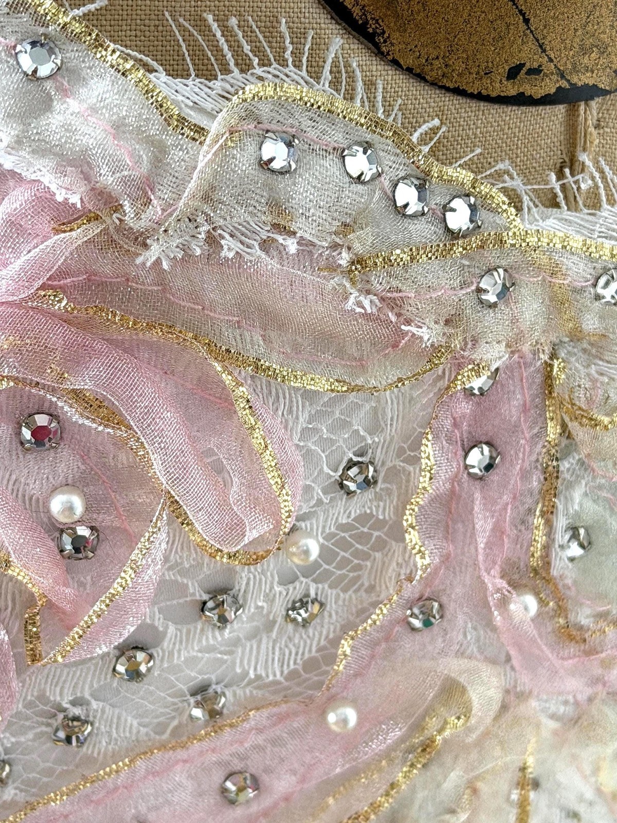 Vintage 80s Rose Taft Couture Fashions gown pastel beaded strapless with bolero
