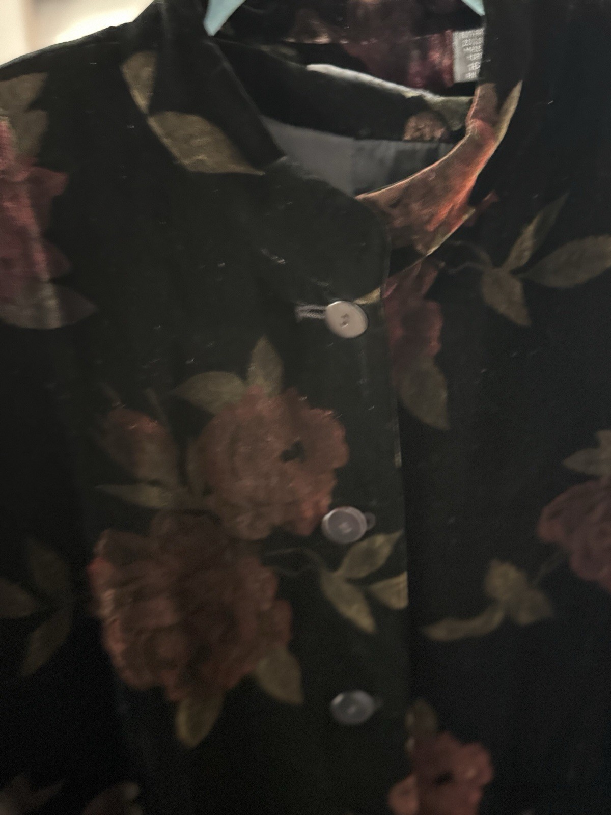 Kate Hill Velvet Tunic Jacket Floral Button Down 16W