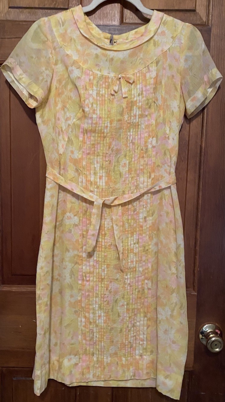 Vintage Midi Dress Miss Ellen Miami Size S/M 50s Sunshine Yellow
