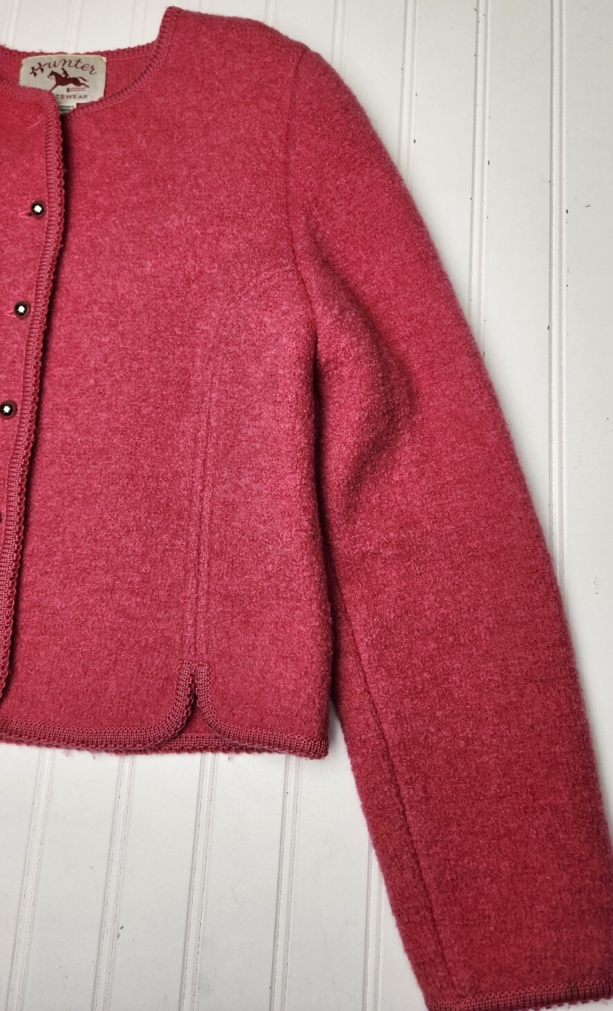Vintage Pink Barbiecore Jacket Virgin Wool Cropped Blazer Hunter Sportswear