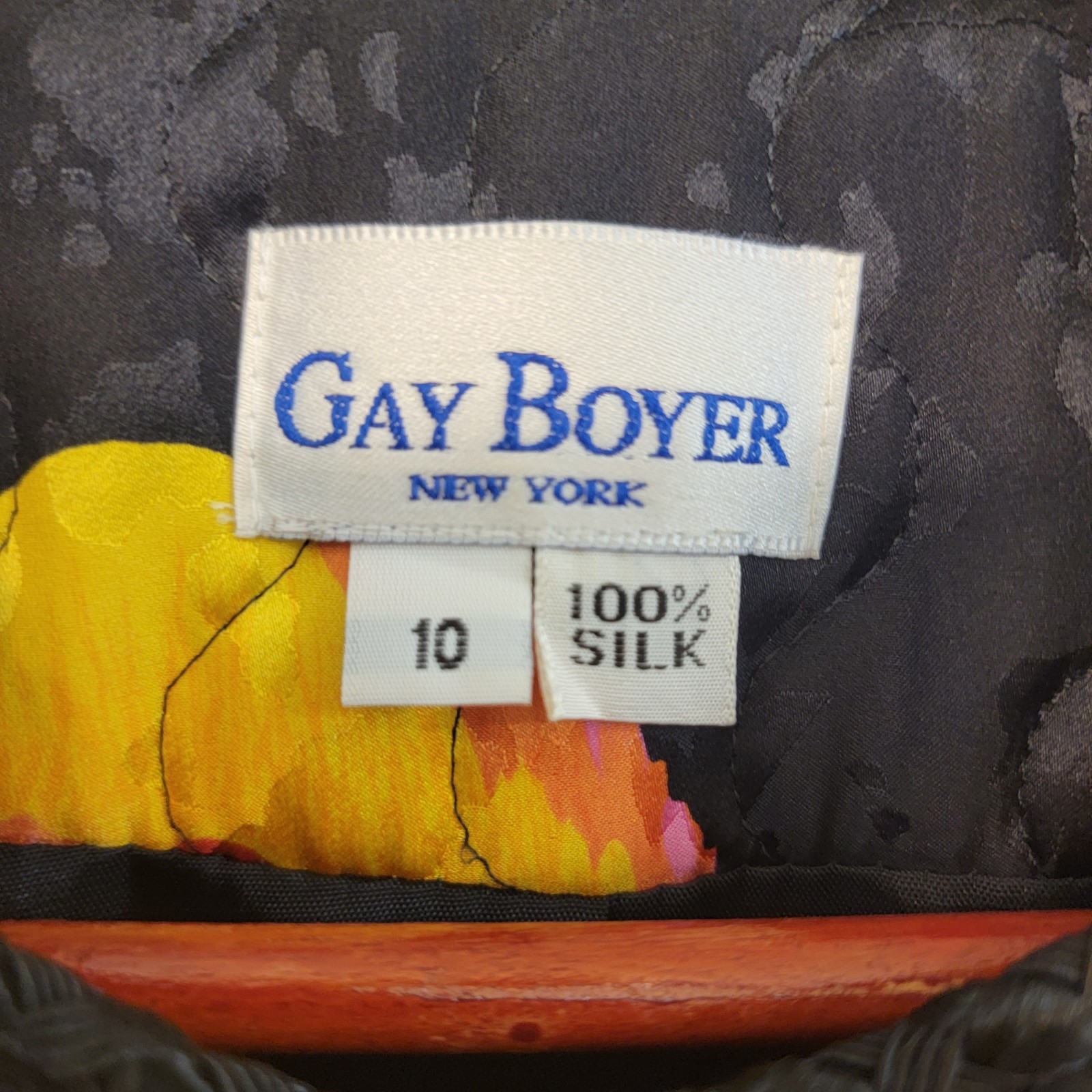 Vintage Gay Boyer New York Floral Quilted 100% Silk Designer Mobwife Size 10
