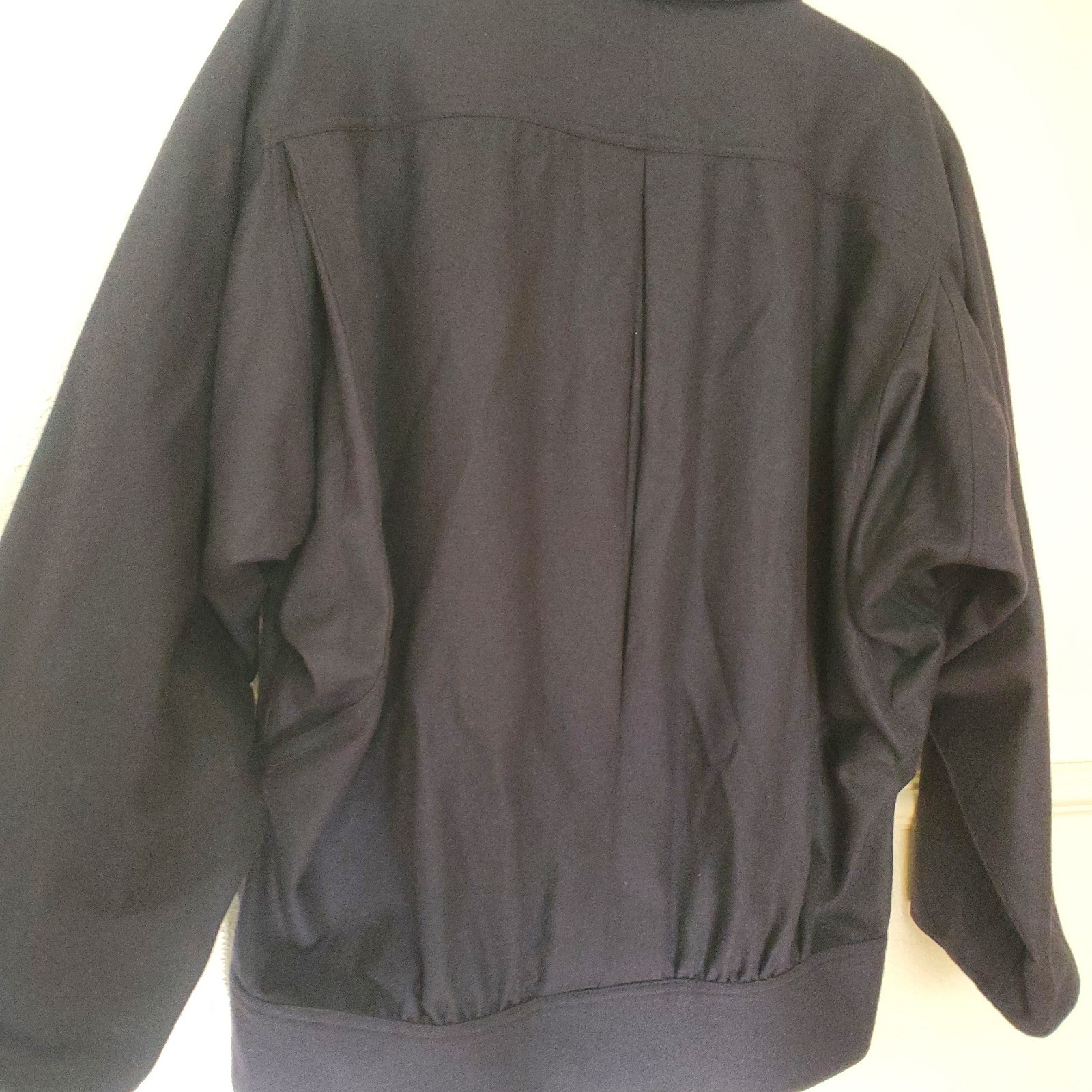 Vintage Touche Italy Navy Wool Cashmere Blend Shawl Collar Pocket Jacket Size 42