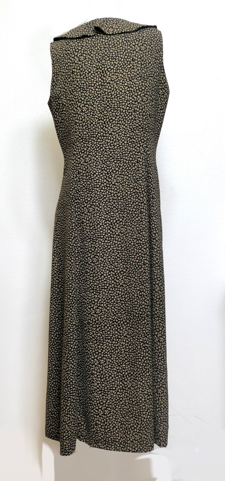 Vintage Retro Julian Taylor Sleeveless Flutter Collar Tailored Midi Shirt Dress