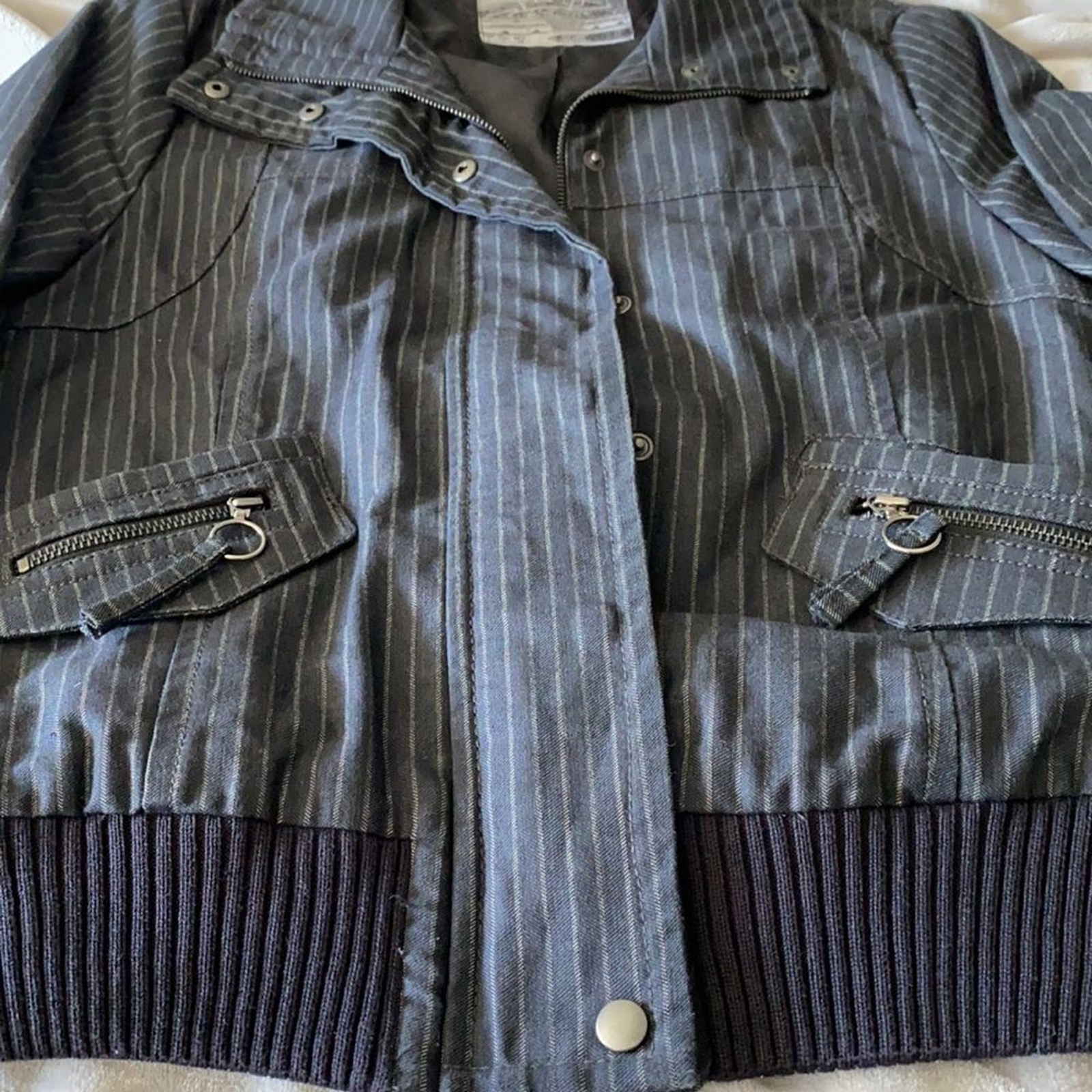 Black & grey zip up bomber jacket size Large