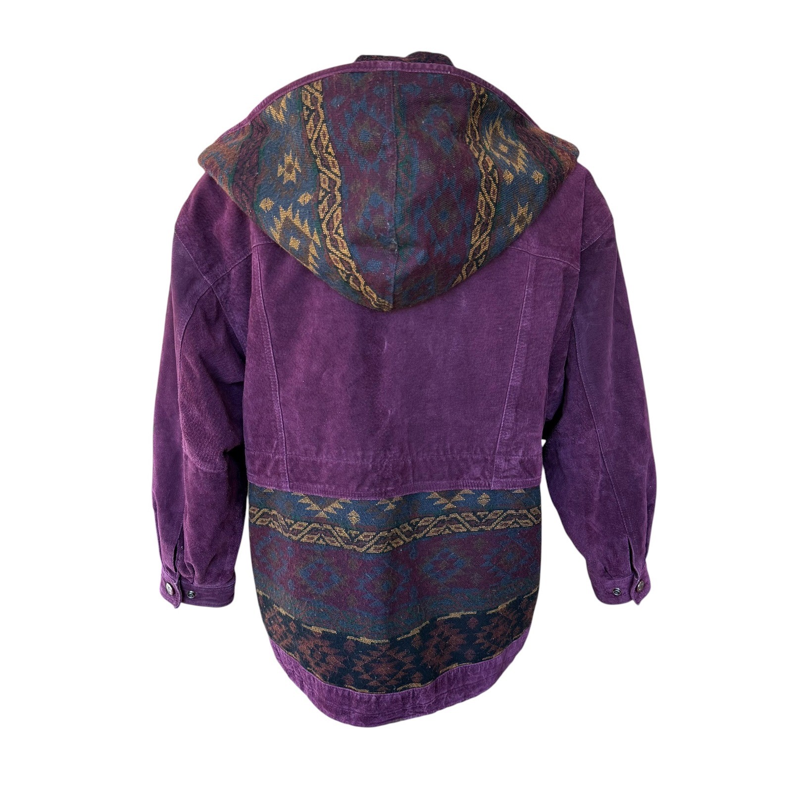 Adventure Bound Wilsons Purple Suede Leather Southwestern Hooded Jacket Medium