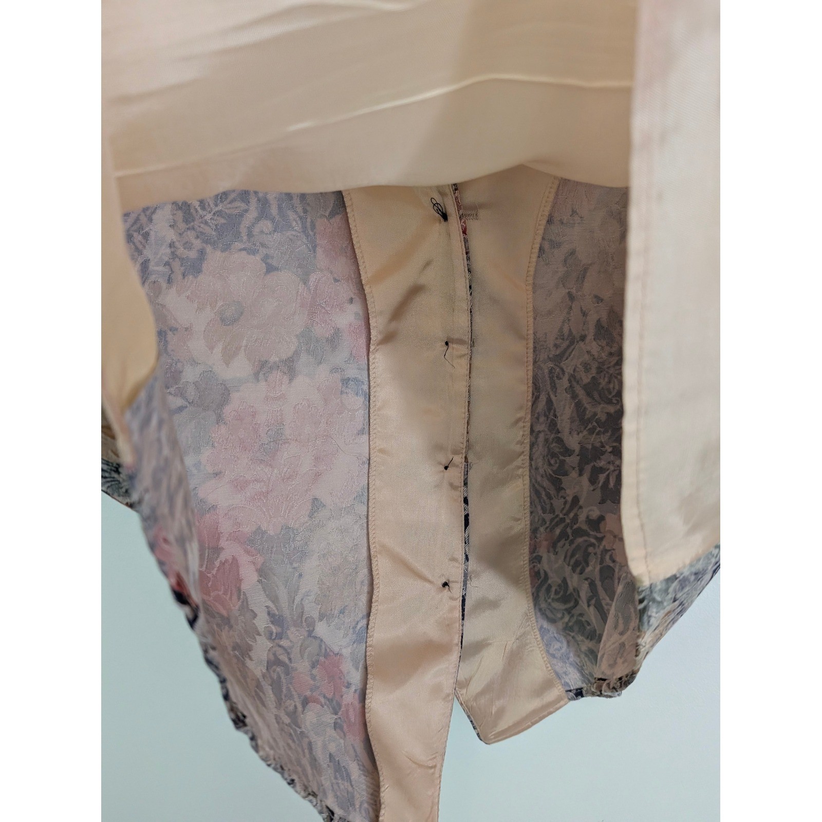 Vintage Floral Tapestry Vest 1X Blue Pink Cottagecore Grandmacore USA Made