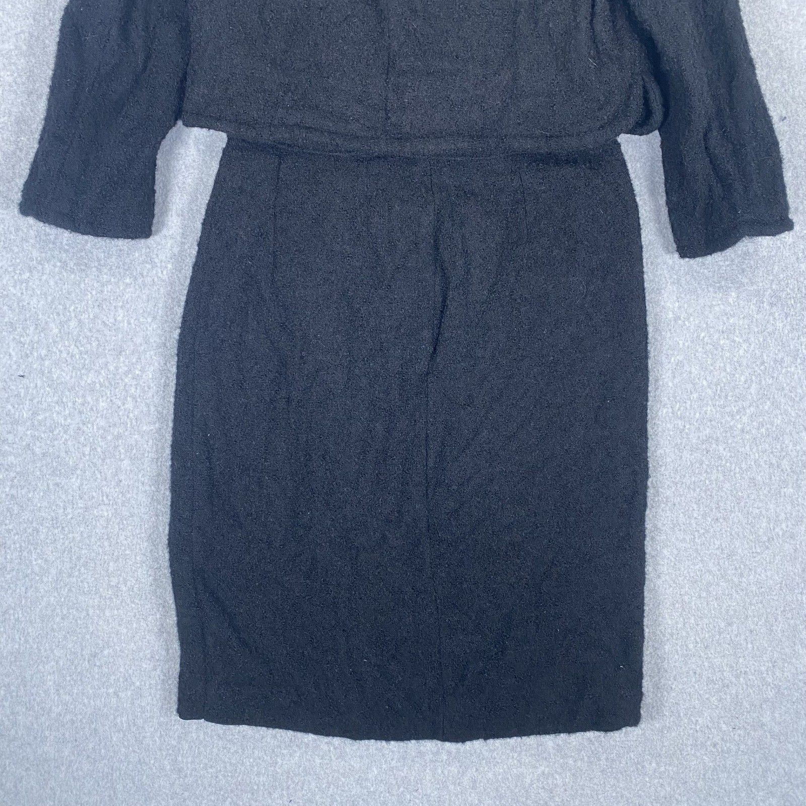 Lilli Ann Paris Bouclé Wool Suit Set 50s/60s Black Jacket Skirt Pom Pom Buttons