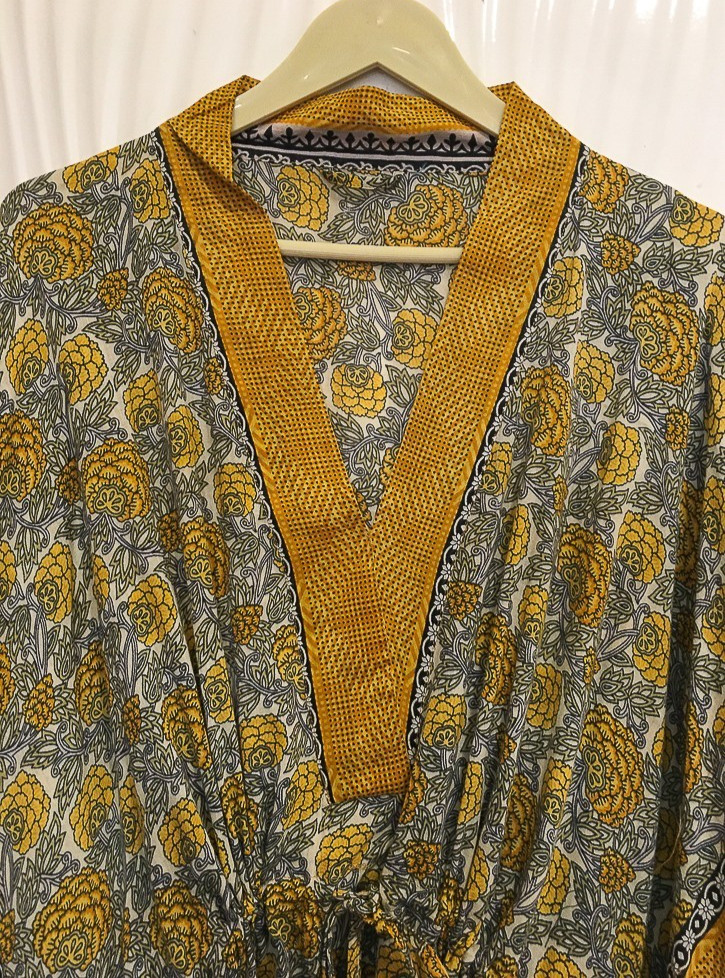 Vintage Sari Kaftan / Pure Cotton Long Maxi Dress / Luxury Resort Wear CFN1205