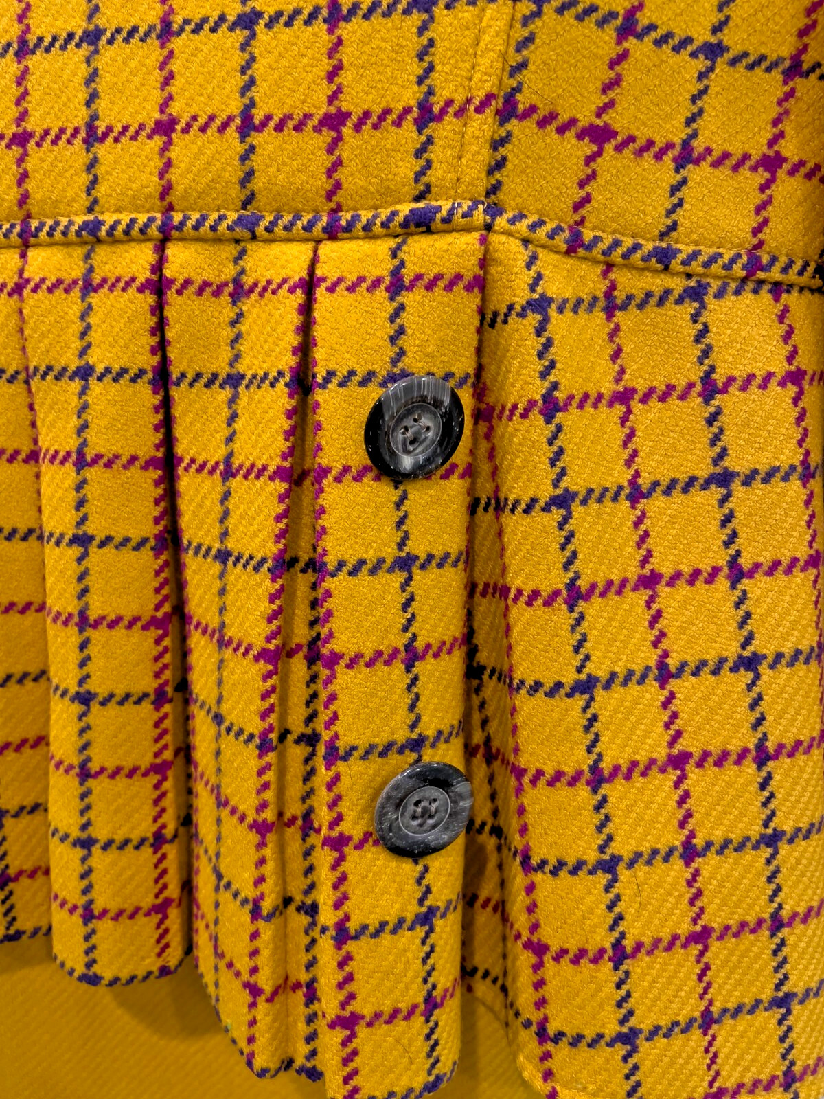 Vintage VALENTINO BOUTIQUE Mustard Yellow Checked Wool Crepe Skirt Suit