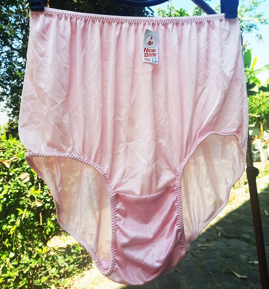 Pink Vintage Panties Sheer Sissy Lace Granny Brief Nylon Brief Hip 40″- 46″