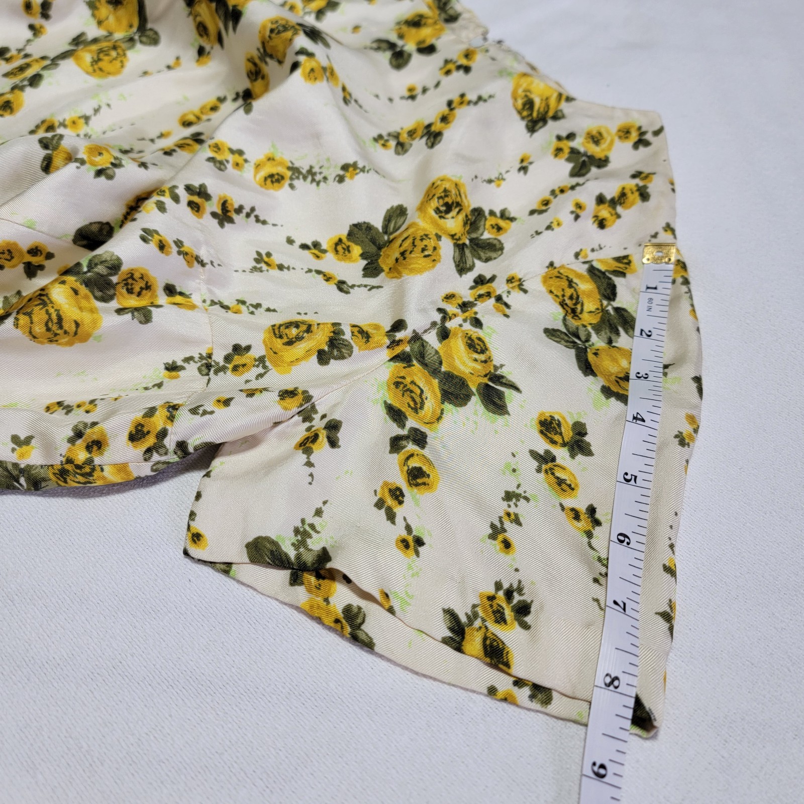 Vintage 50’s-60’s Off-White Yellow Rose Midi Summer Dress Floral Women’s Size 8