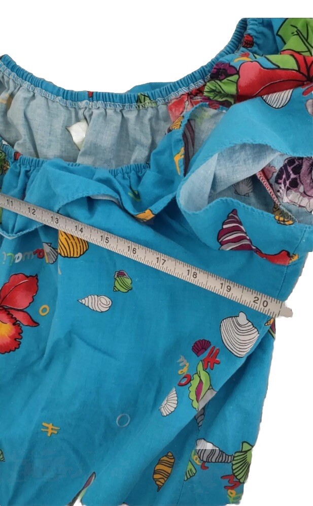 Vintage 70s-80s Hilo Hattie cotton shirt dress with ruffled bottom XL