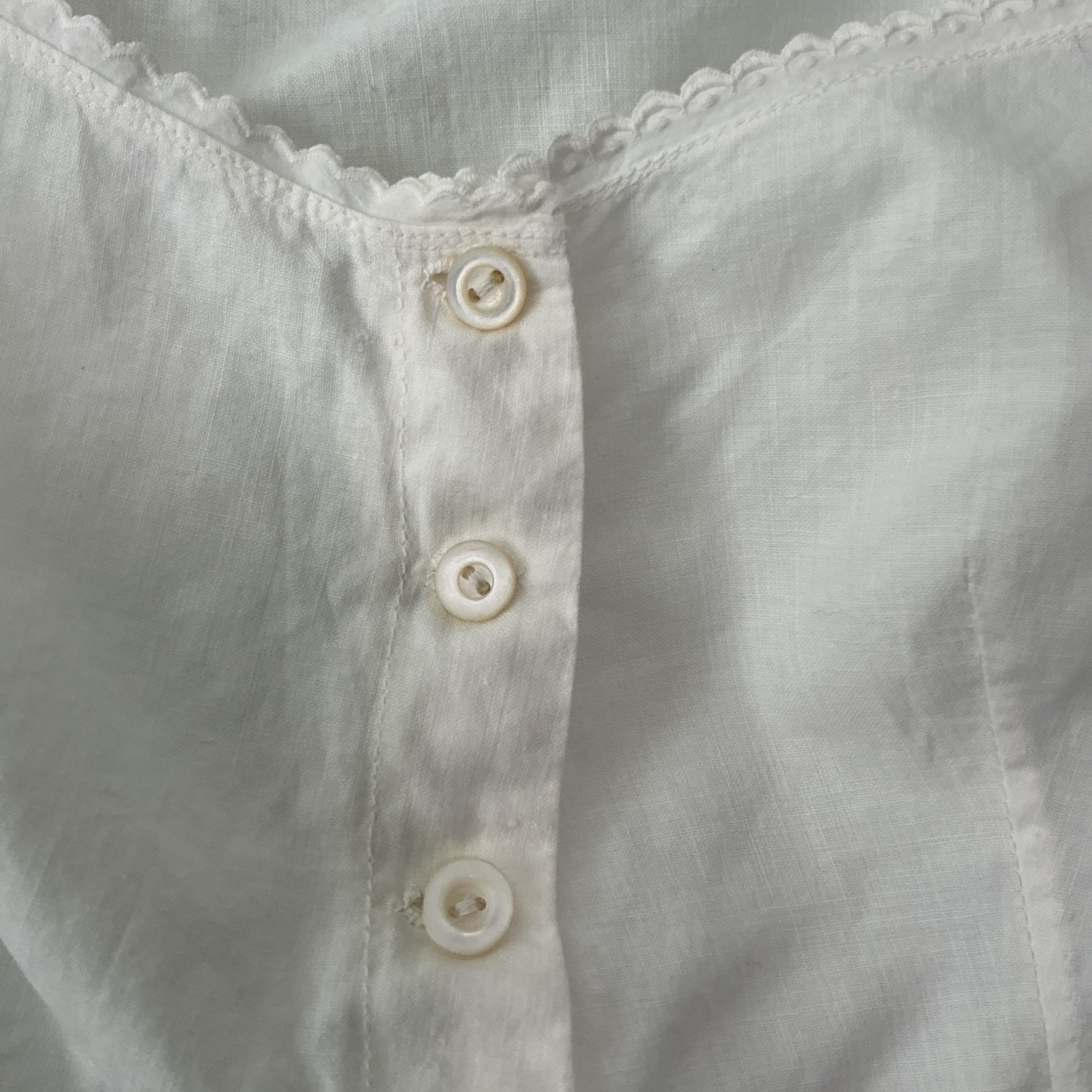 Antique Edwardian Handmade White Cotton Corset Cover Eyelet Lace Camisole c.1900