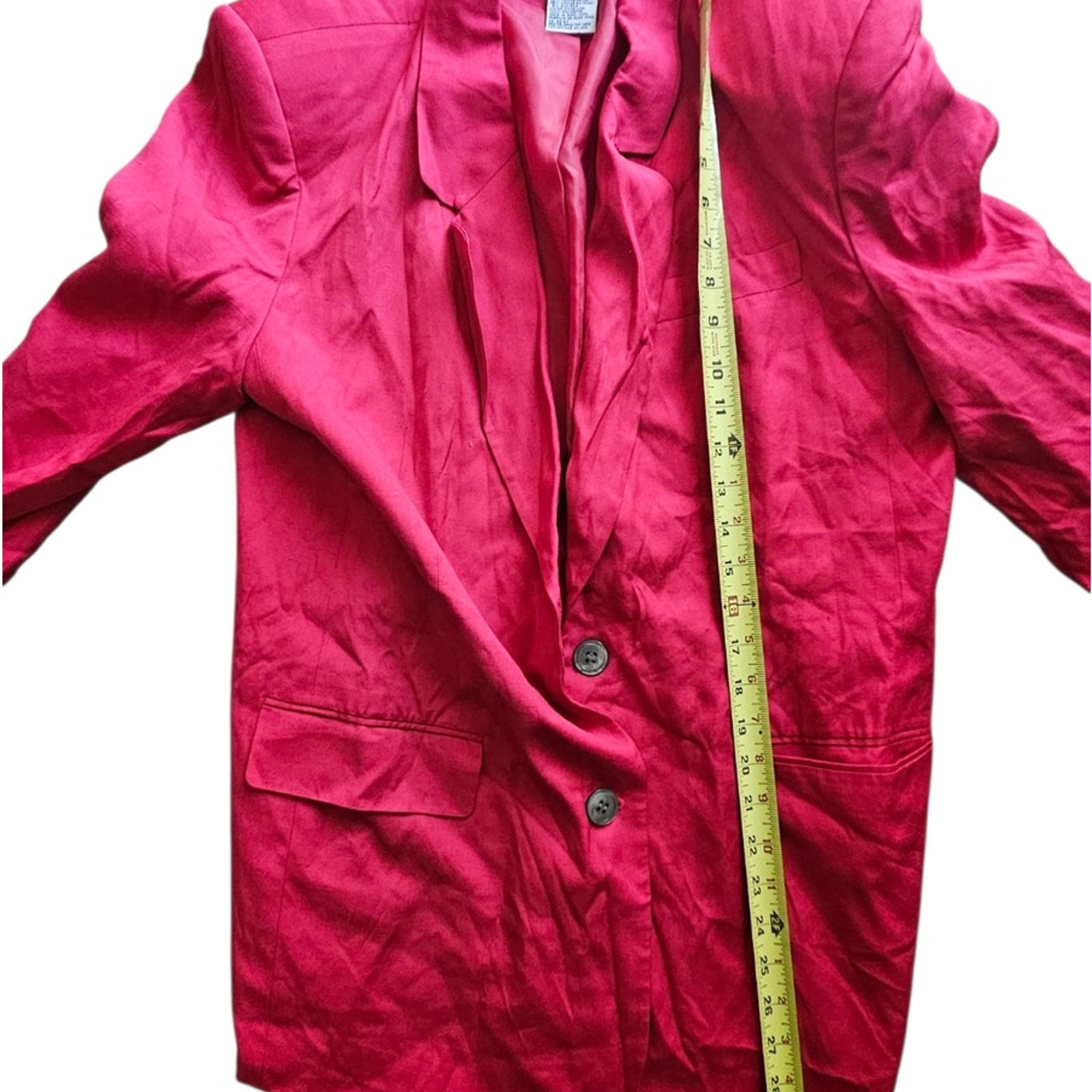 Talbots Blazer Hot Pink Fuchsia Silk Blend Oversized Padded Shoulders Size 12