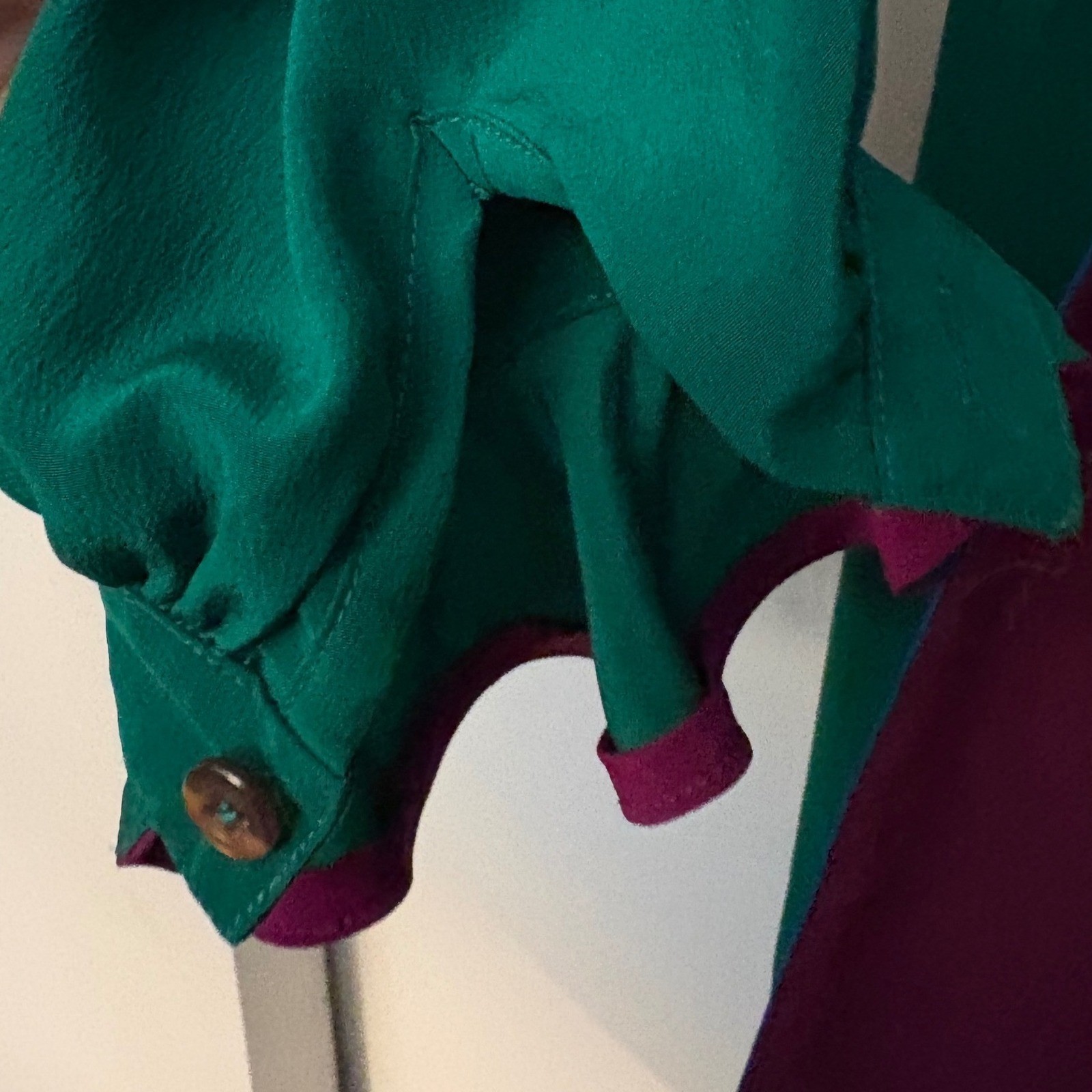 Francesca di Damon for Starington Vintage 100% Silk Green Midi Dress Petite 2