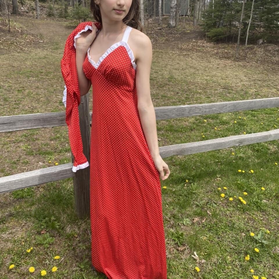 Vintage 70s Red Polka Dot Sundress Set