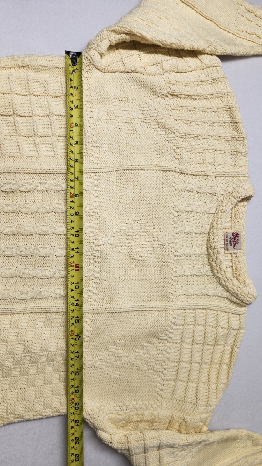 Vintage Irish Cotton Cable Knit Fisherman Sweater Cream Crewneck Pullover Size M