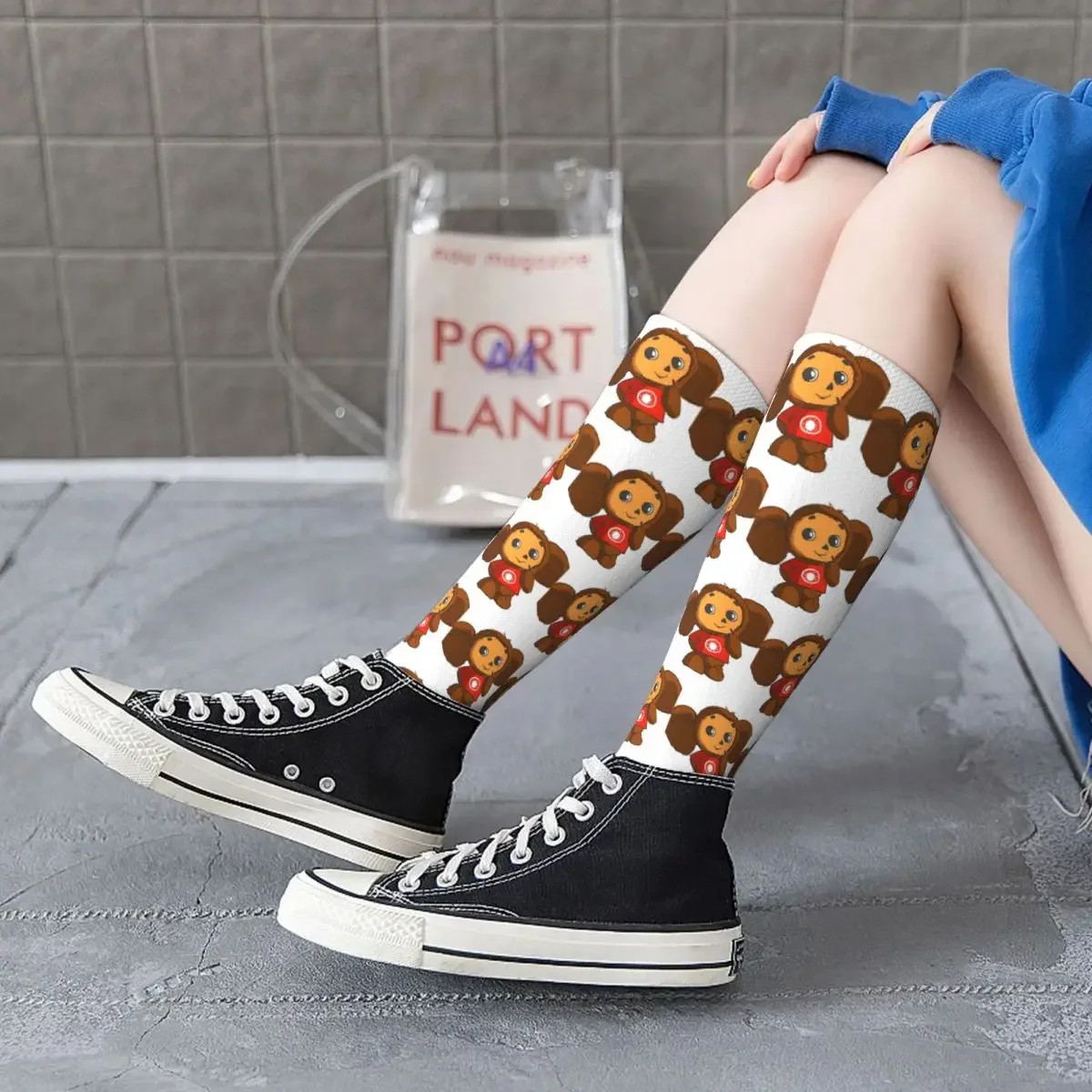 Cheburashka Socks Harajuku Sweat Absorbing Stockings All Season Long Socks