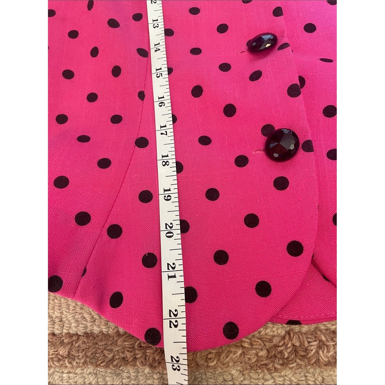 VTG 80s Positive Attitude Pink Polka Dot Peplum Blouse Puff Sleeve Blazer Top M