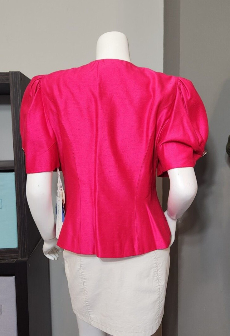 Vtg Barbara Chodos for Michael Marcella Pink Short Puff Sleeve Jacket Sz 12 NWD