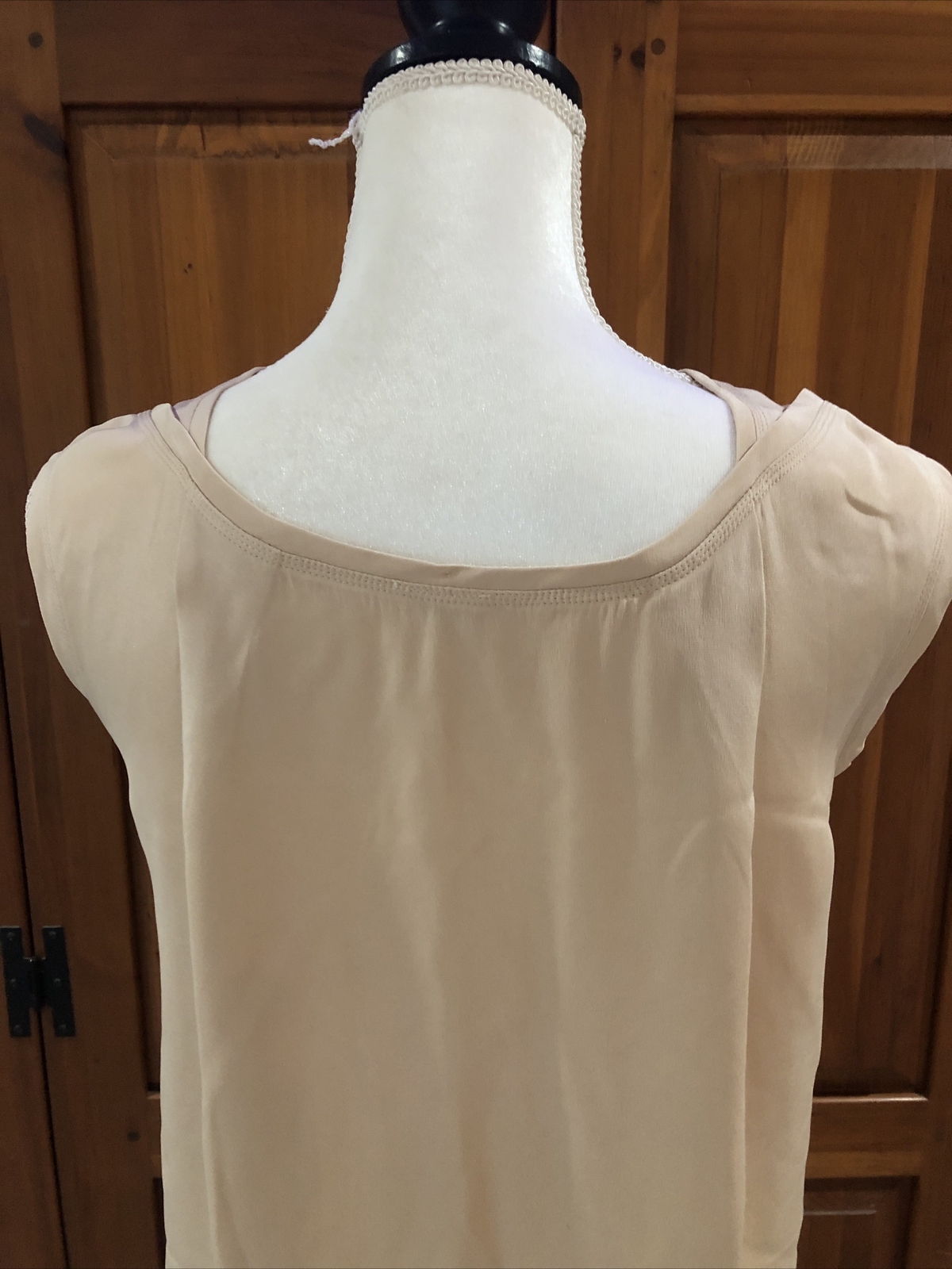 Geoffrey Beene vintage 70s blush nude silk jersey Chicly Detailed Shift Dress S
