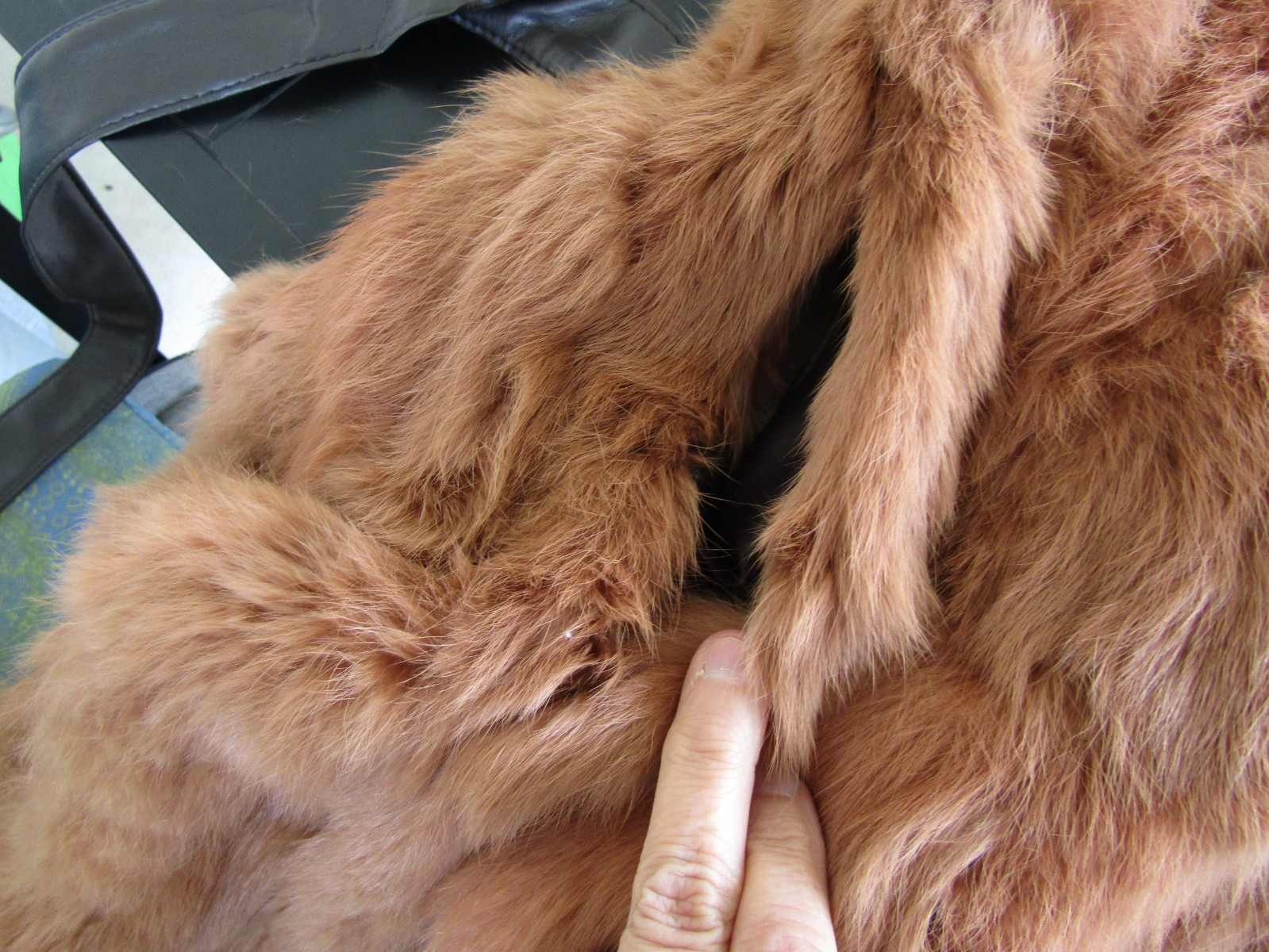 Vintage KAMAL Long Brown Rabbit Fur Wrap Ladies Satin Lined Belted Coat – Medium