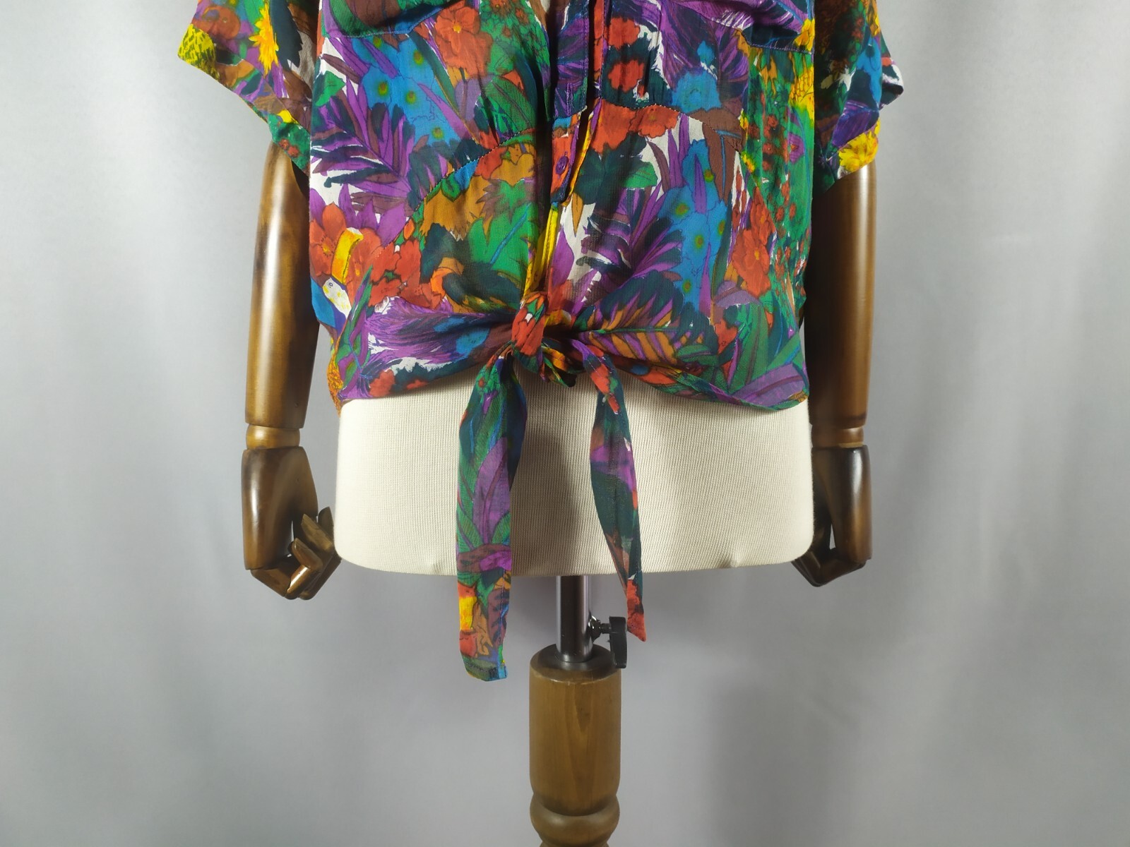 Vintage Blouse Shirt Button Down Viscose Multicolor 1990s