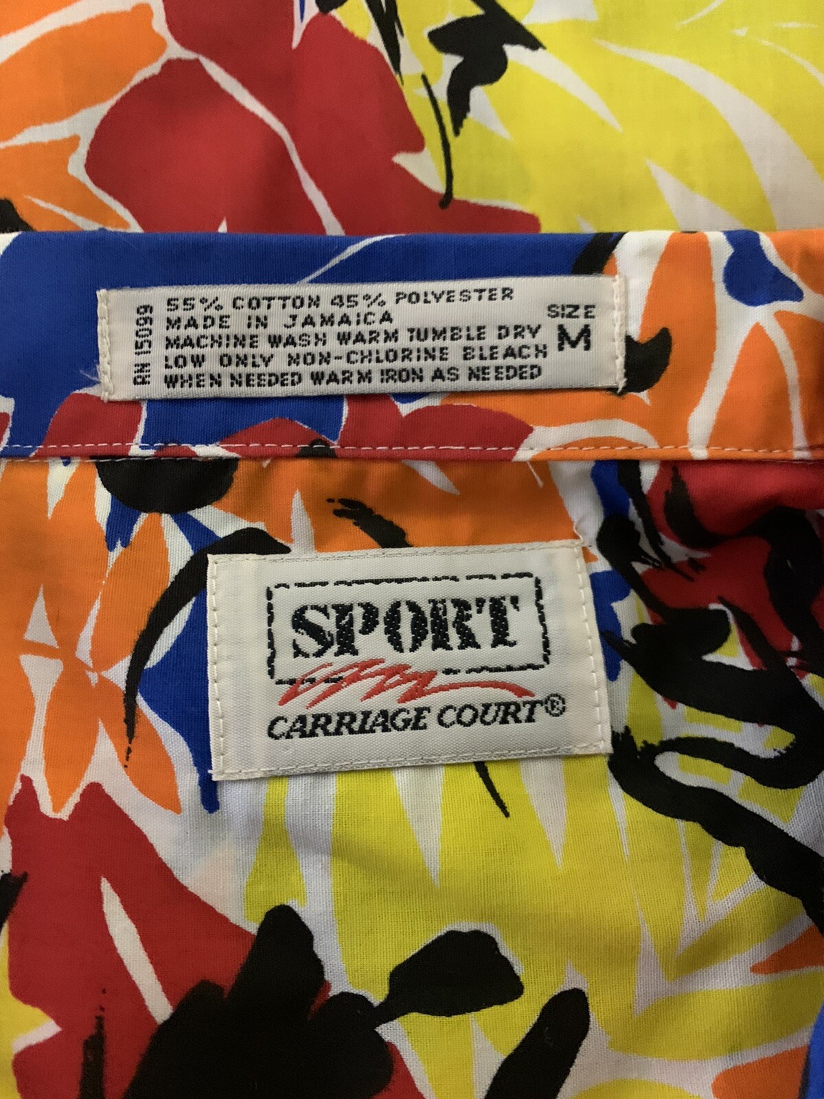 New Sport Carriage Court Women’s Hawaiian Button Up 80’s Size M Floral Bright