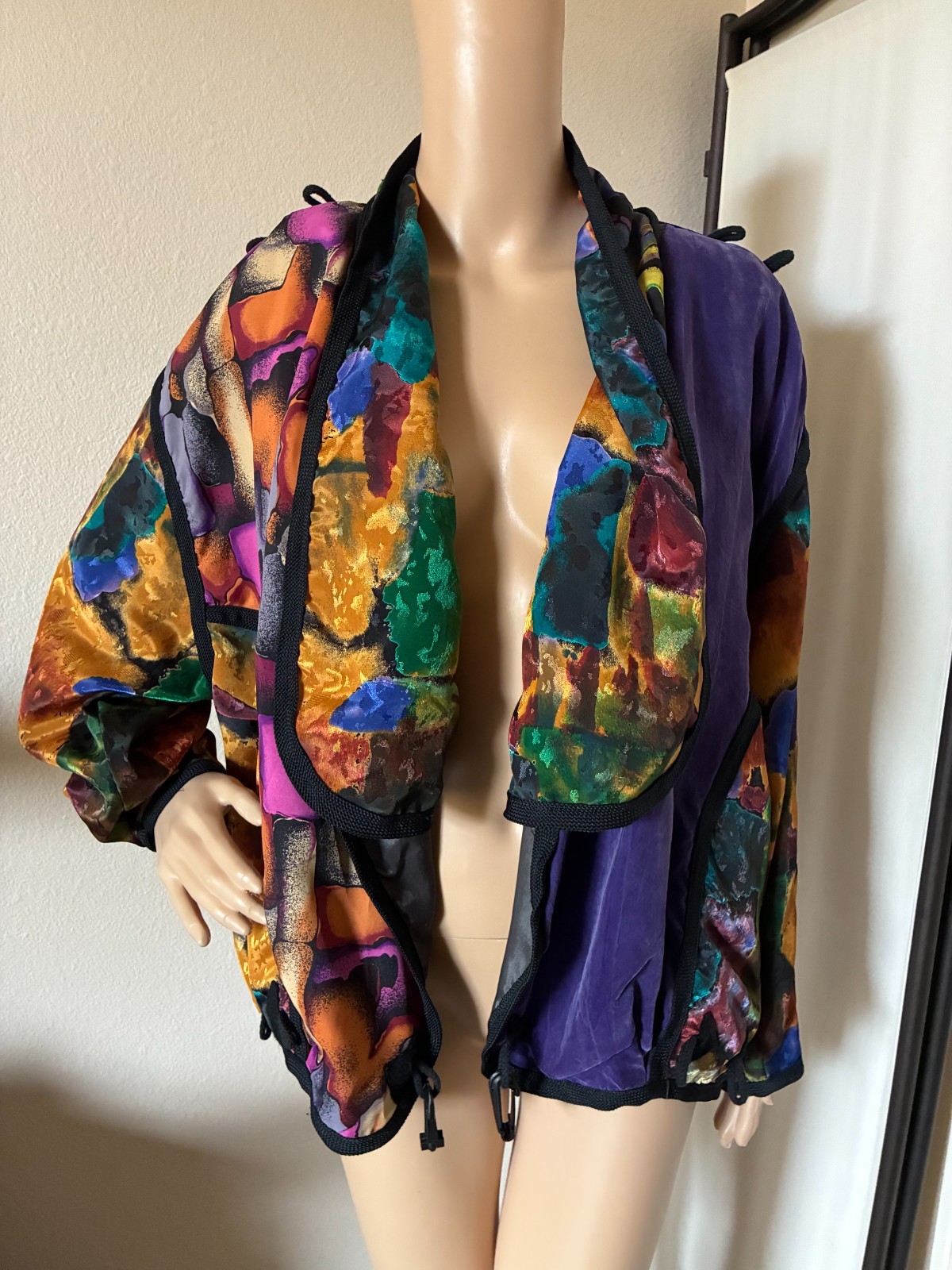 vtg 80’s Miko Francisco colorful convertible jacket art to wear O/S