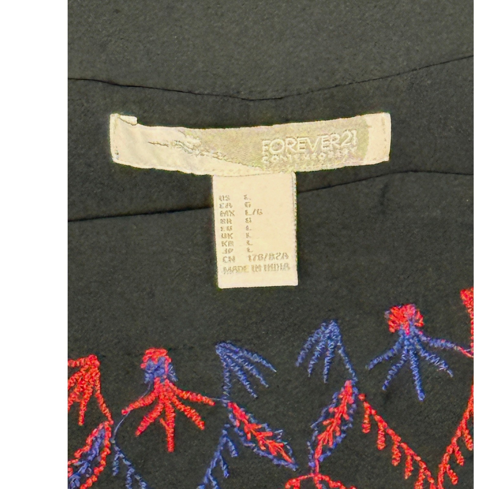 Forever 21 Womens L Black Embroidered Mini Skirt Boho Floral Beaded Y2K