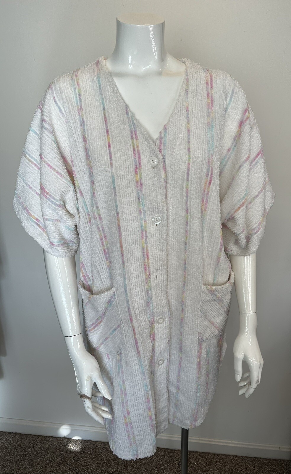 Vintage Terry Cloth Chenille Dress Beach Cover Up 60s Mod USA Made CrownTuft M