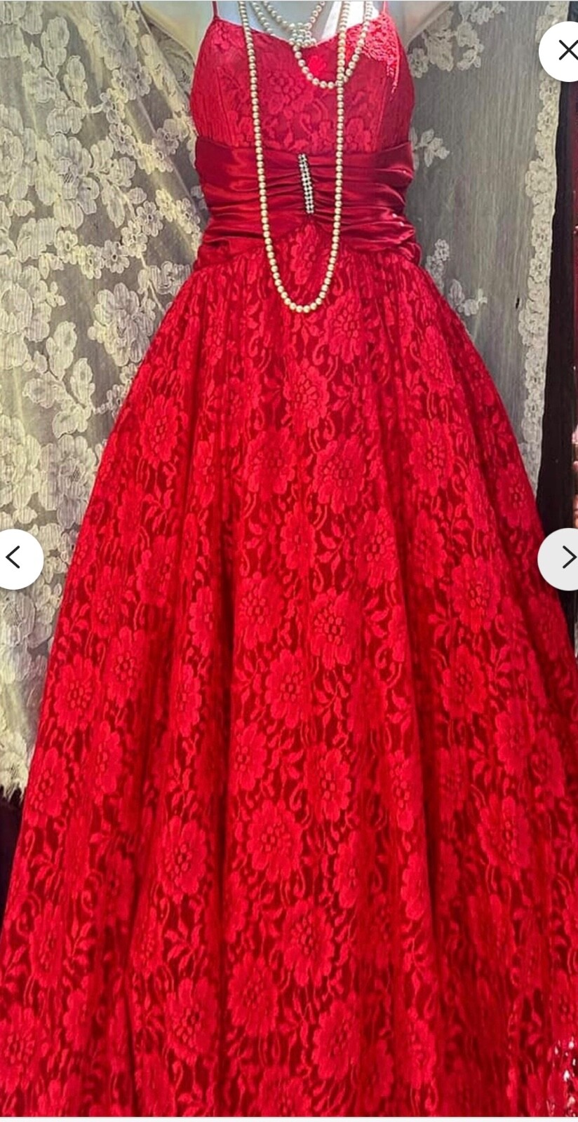 80s Red lace dress vintage vampy gown halloween costume stage dance formal red p
