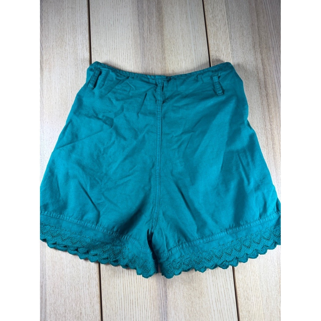 High-Waist Green/Teal Lace-Hem Vintage Y2K Women’s Shorts