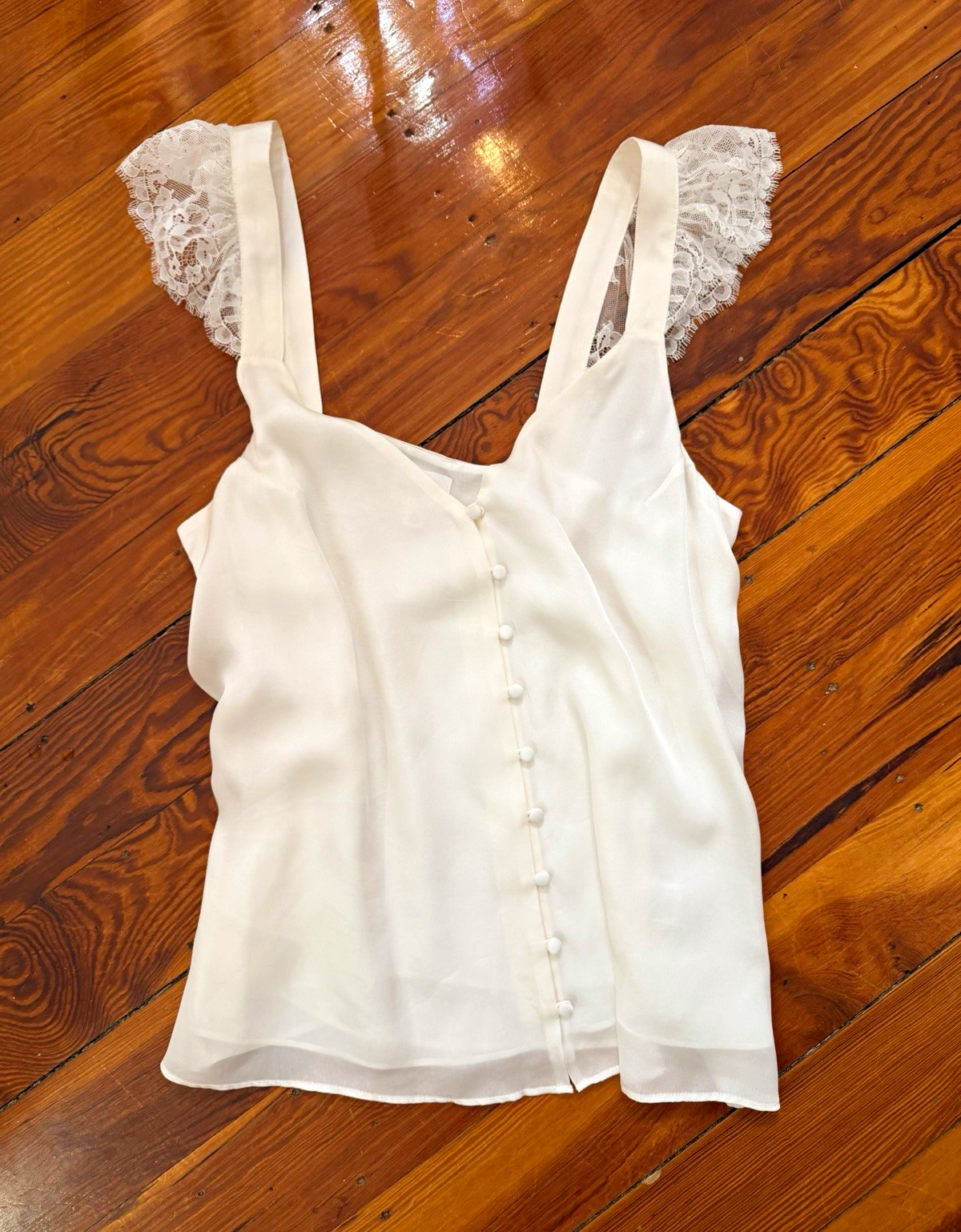 Revolve ‘The Victoria lace strap silk tank’ size medium