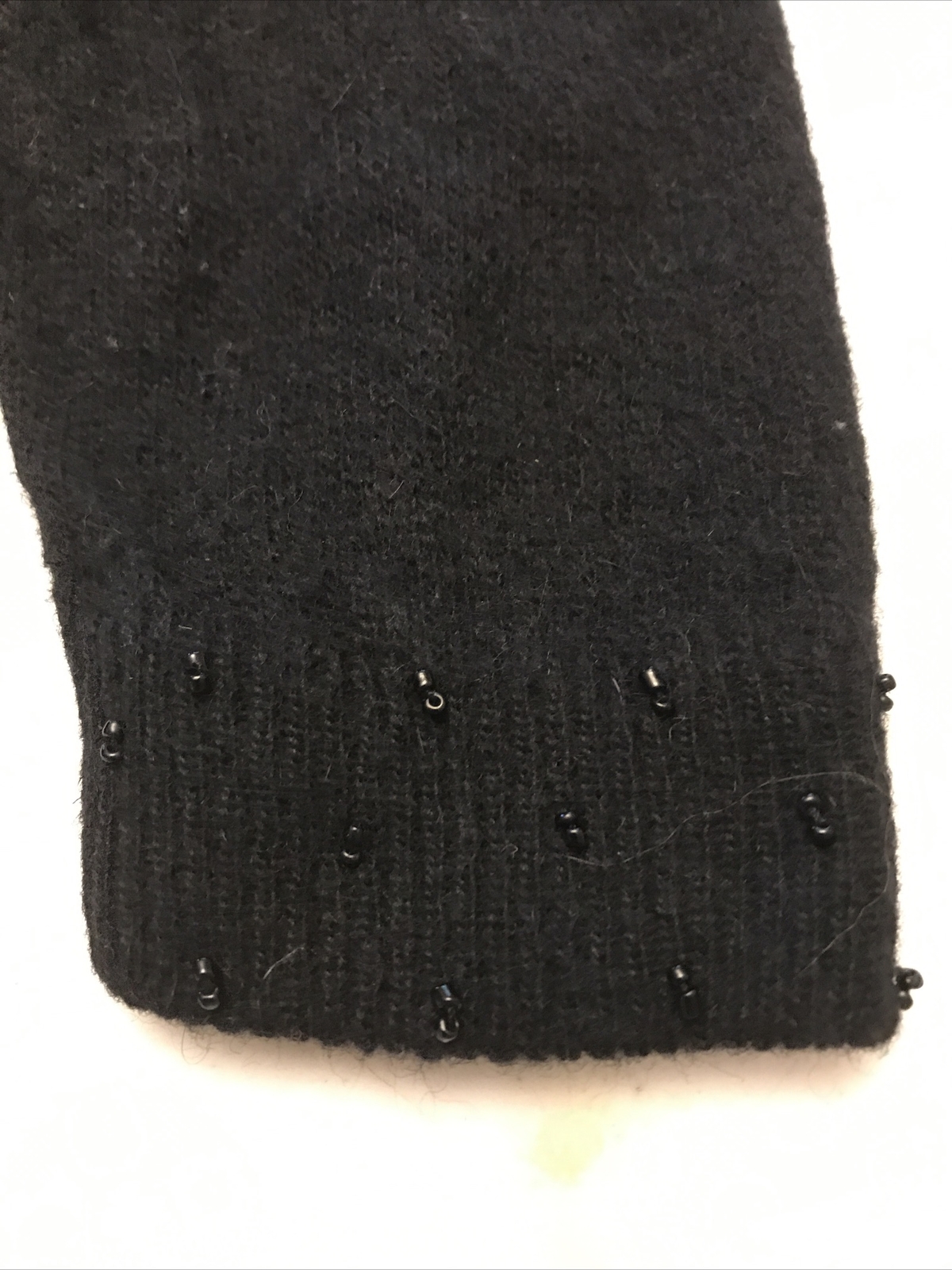 Vintage 90s does 50s Vi Vien Forest cardigan black wool angora beaded M 10-12