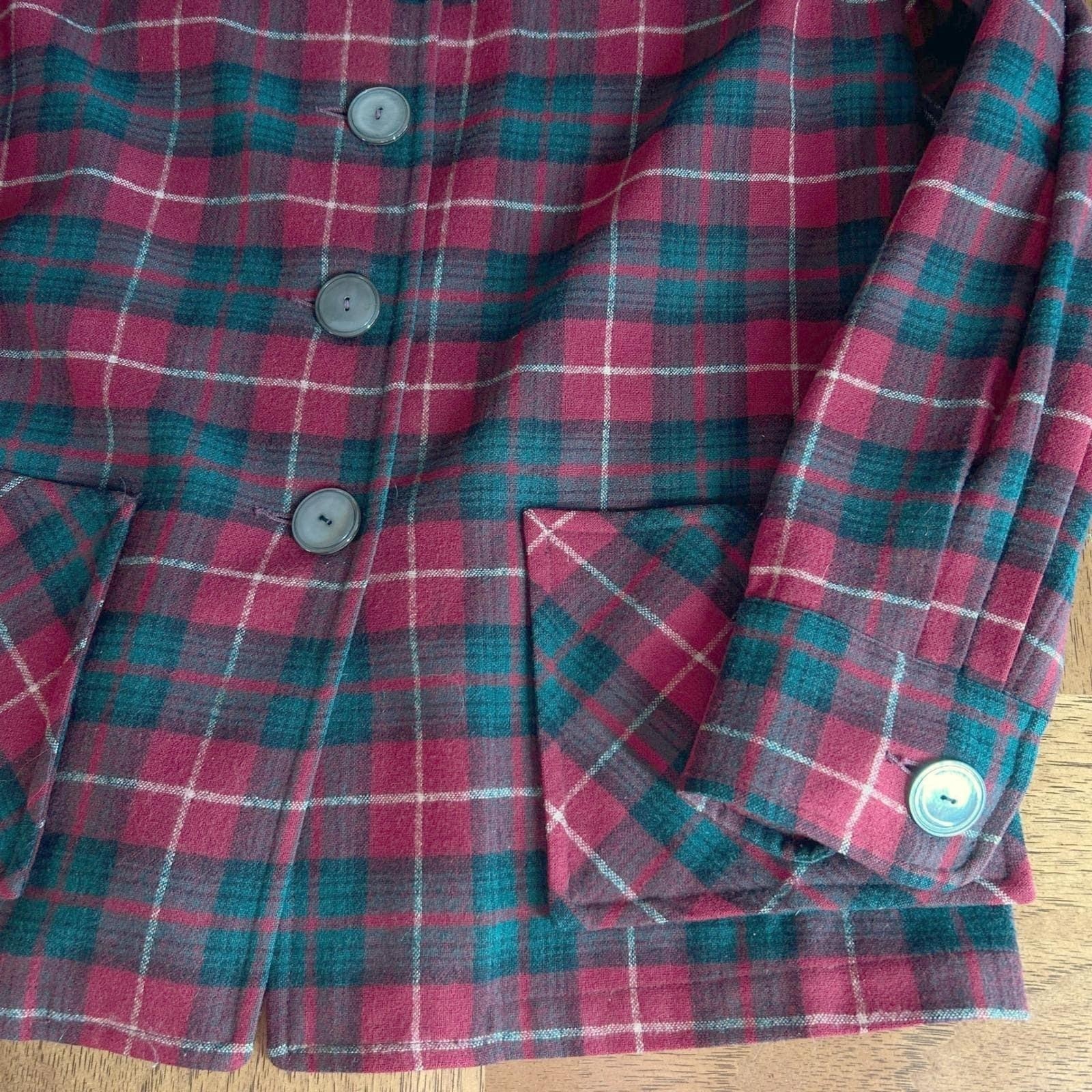 Pendleton 49er Jacket Womens M Red Green Plaid Wool 1950s Vintage Mid-Century
