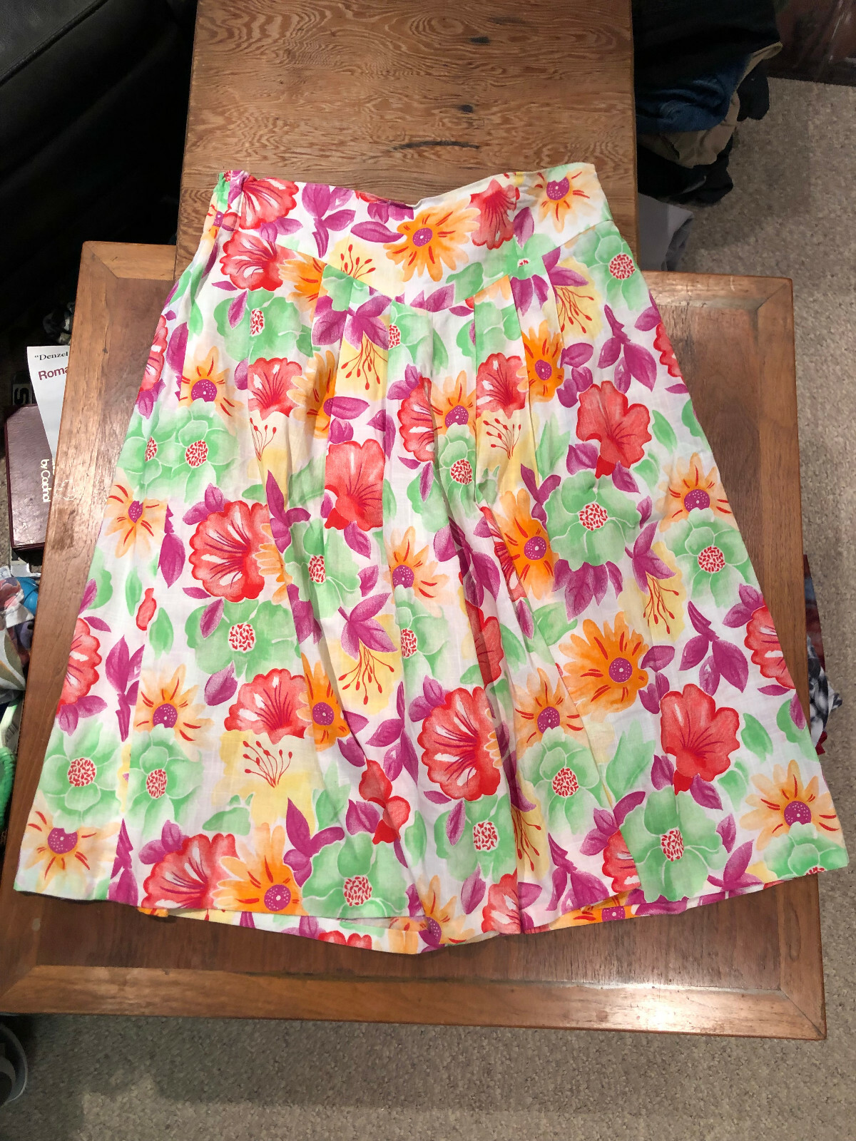 Vintage 60s 70s Handmade Floral Print Pleated Culottes Shorts Size 30×29