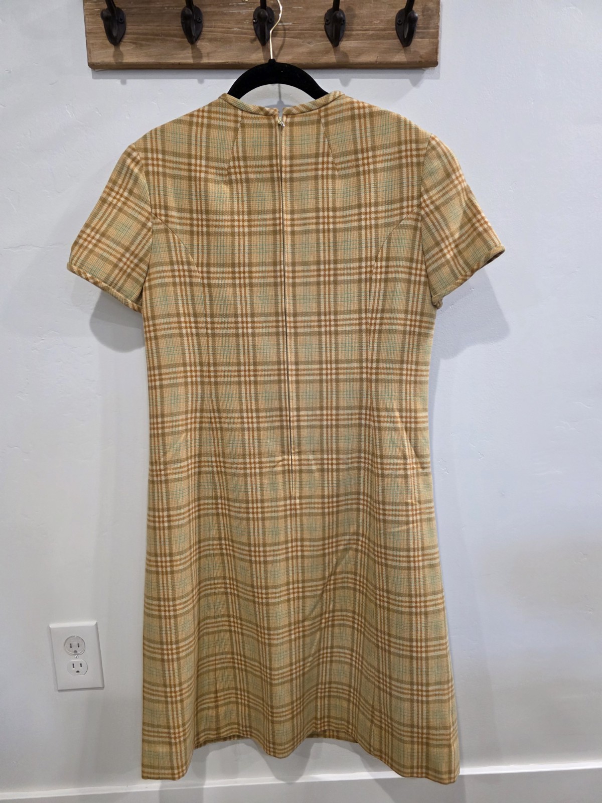 Vintage Pendleton Plaid Yellow Wool Shift Dress Vintage Size 16 Modern Size 8-10
