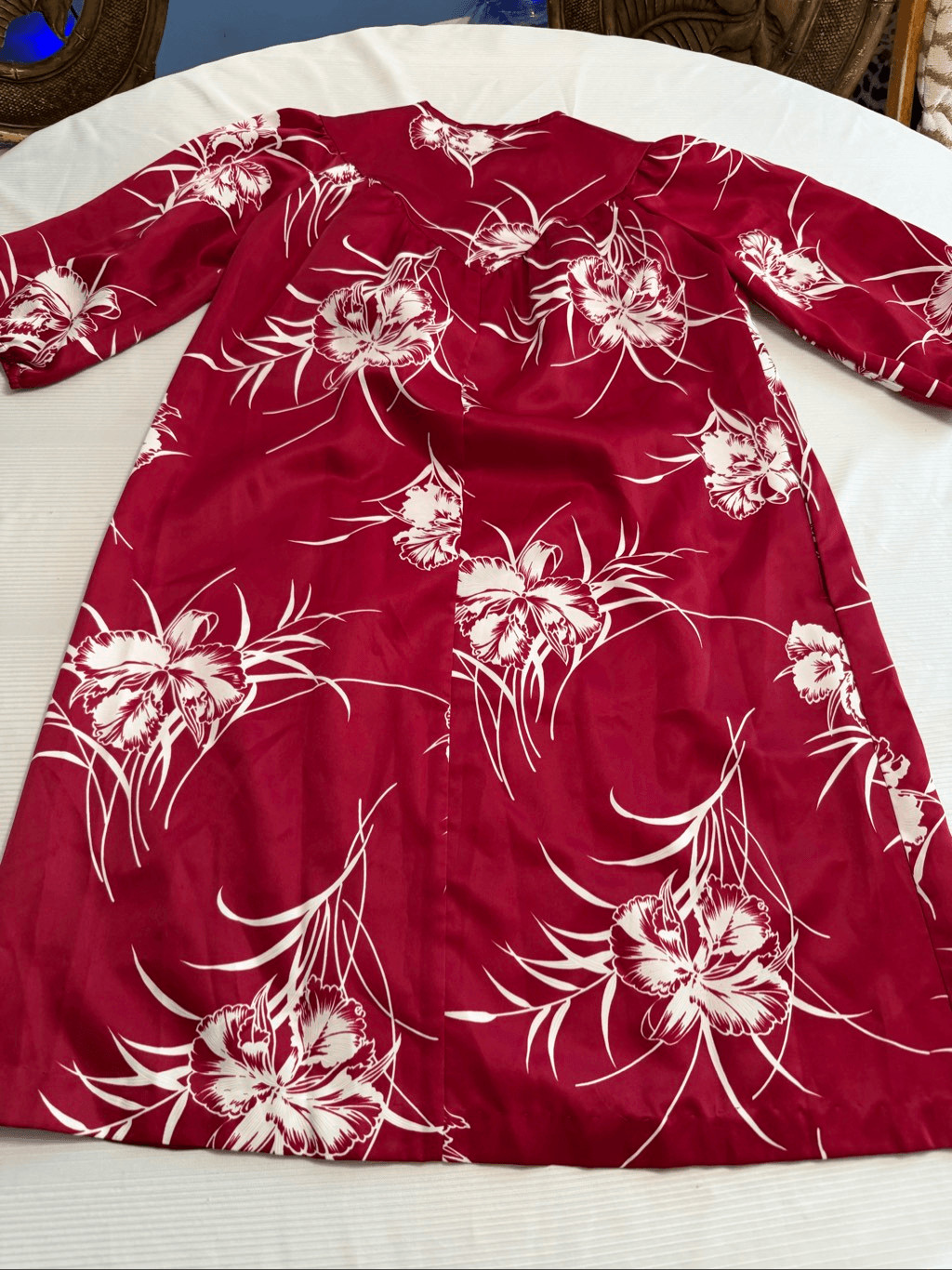 Nani Of Hawaii Vintage 70s Red White Floral Dress Size 10 Medium See Measureme