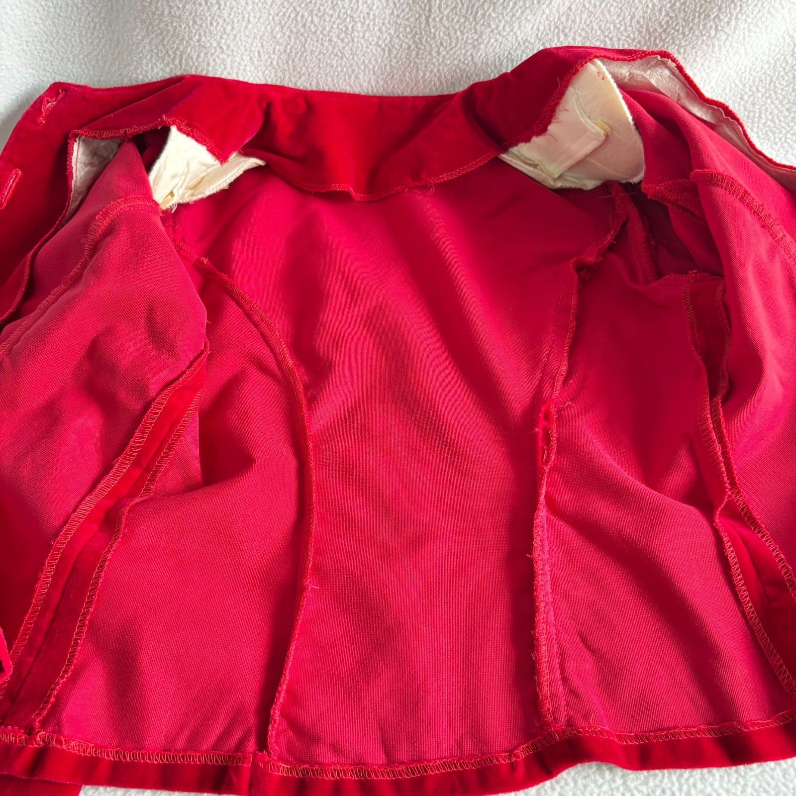Vtg 1940s 1950s Burgundy Maroon Velveteen Nipped Waist Jacket Top
