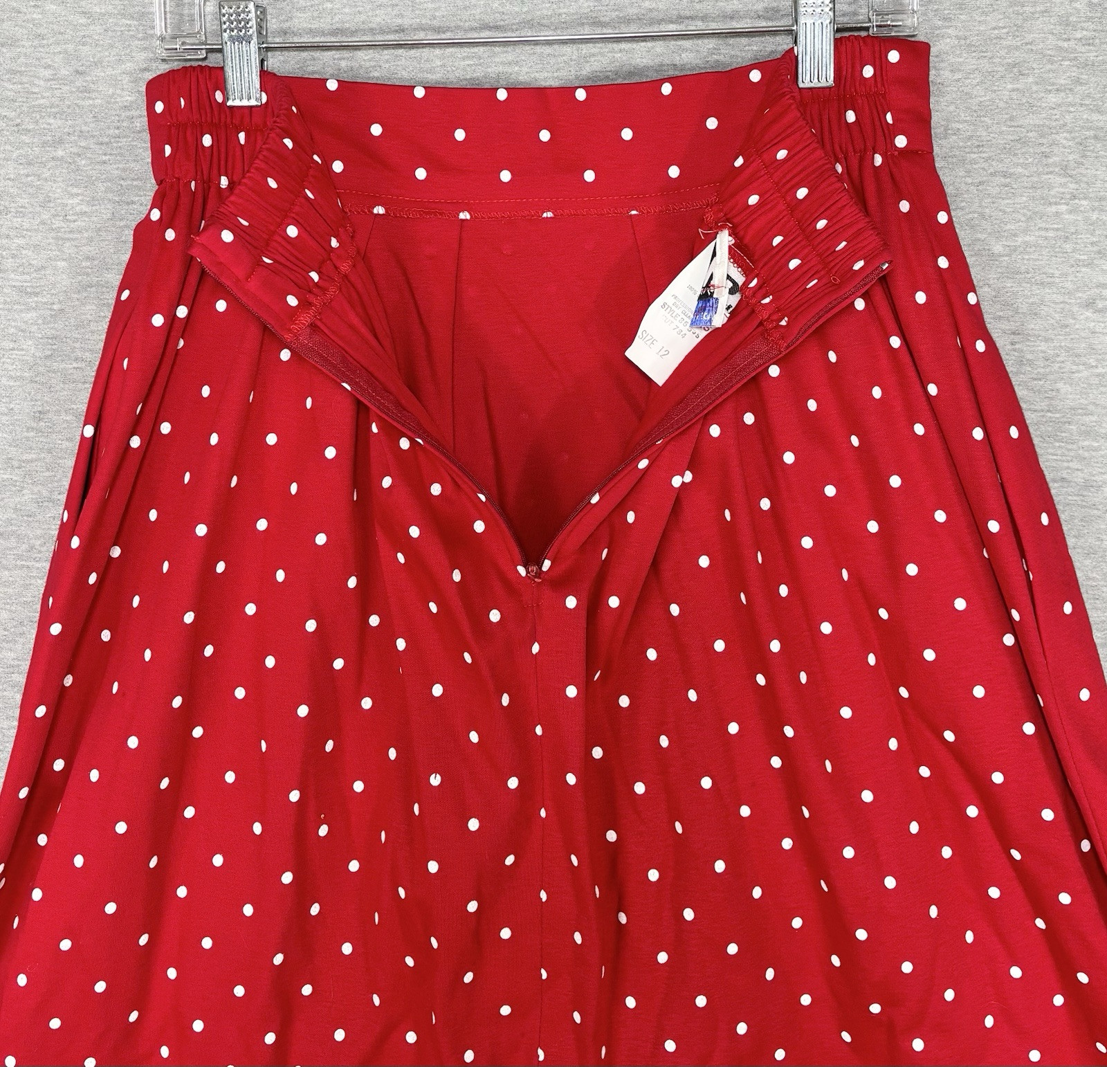 Vintage 80s Ned Gould Red White Polka Dot Midi Skirt & Cardigan Set Size 12(M/L)