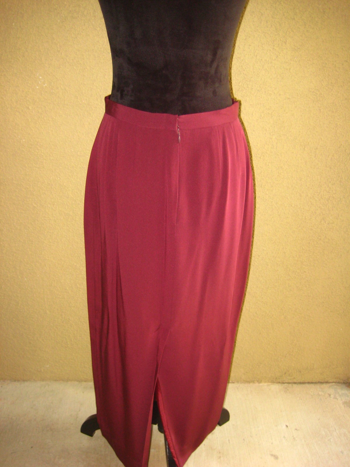 Vintage Rickie Freeman 2 pc Burgundy rhinestone buttons jacket long skirt set